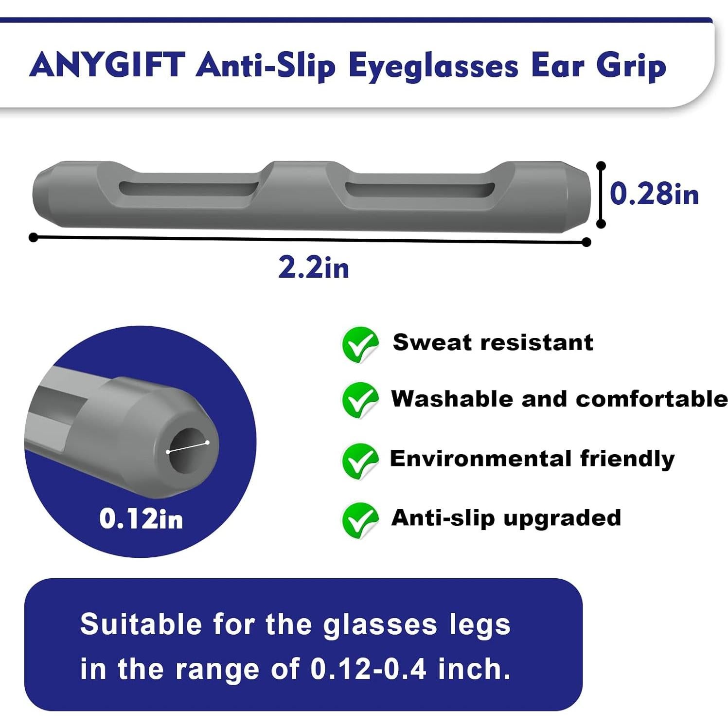 Mangas de agarre para gafas 8 pares Silicona Antideslizante