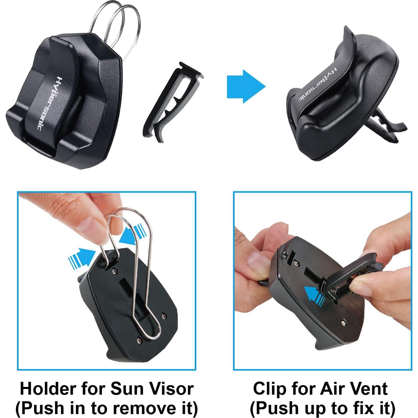 Soporte de Gafas Hypersonic para Coche Clip Visera Negro