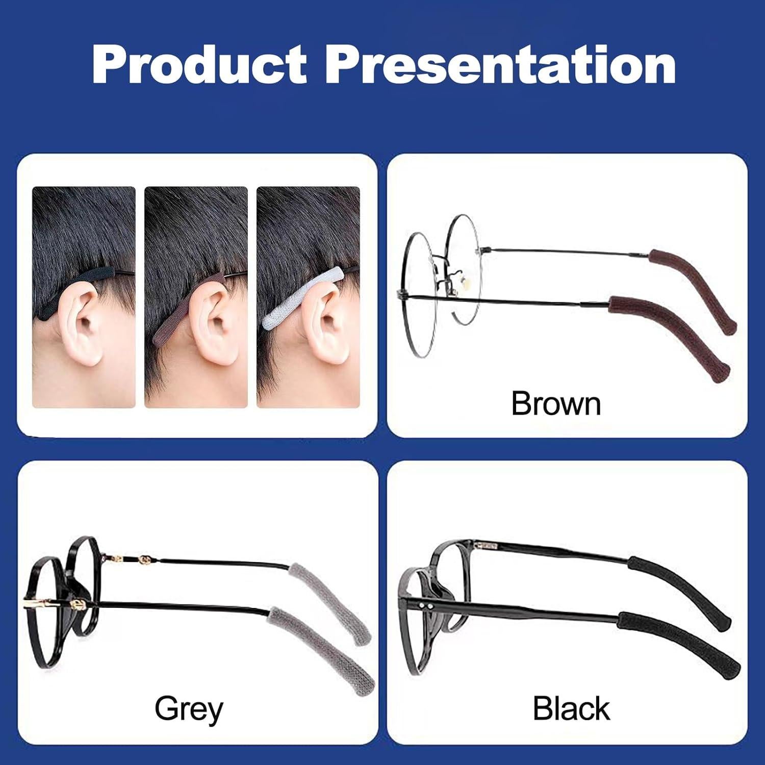 Cojín para orejas de gafas Fusanwin 3 pares antideslizantes