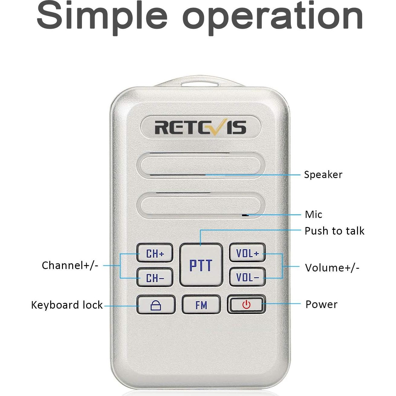 Walkie Talkies Retevis RT20 Compactos para Adultos - 2 Vías, Sonido Alto, 3 Paquete
