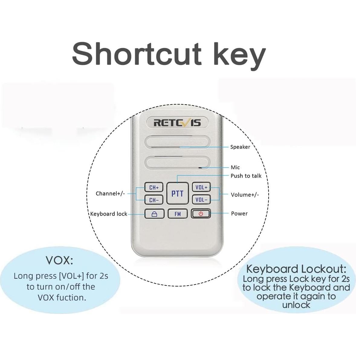 Walkie Talkies Retevis RT20 Compactos para Adultos - 2 Vías, Sonido Alto, 3 Paquete