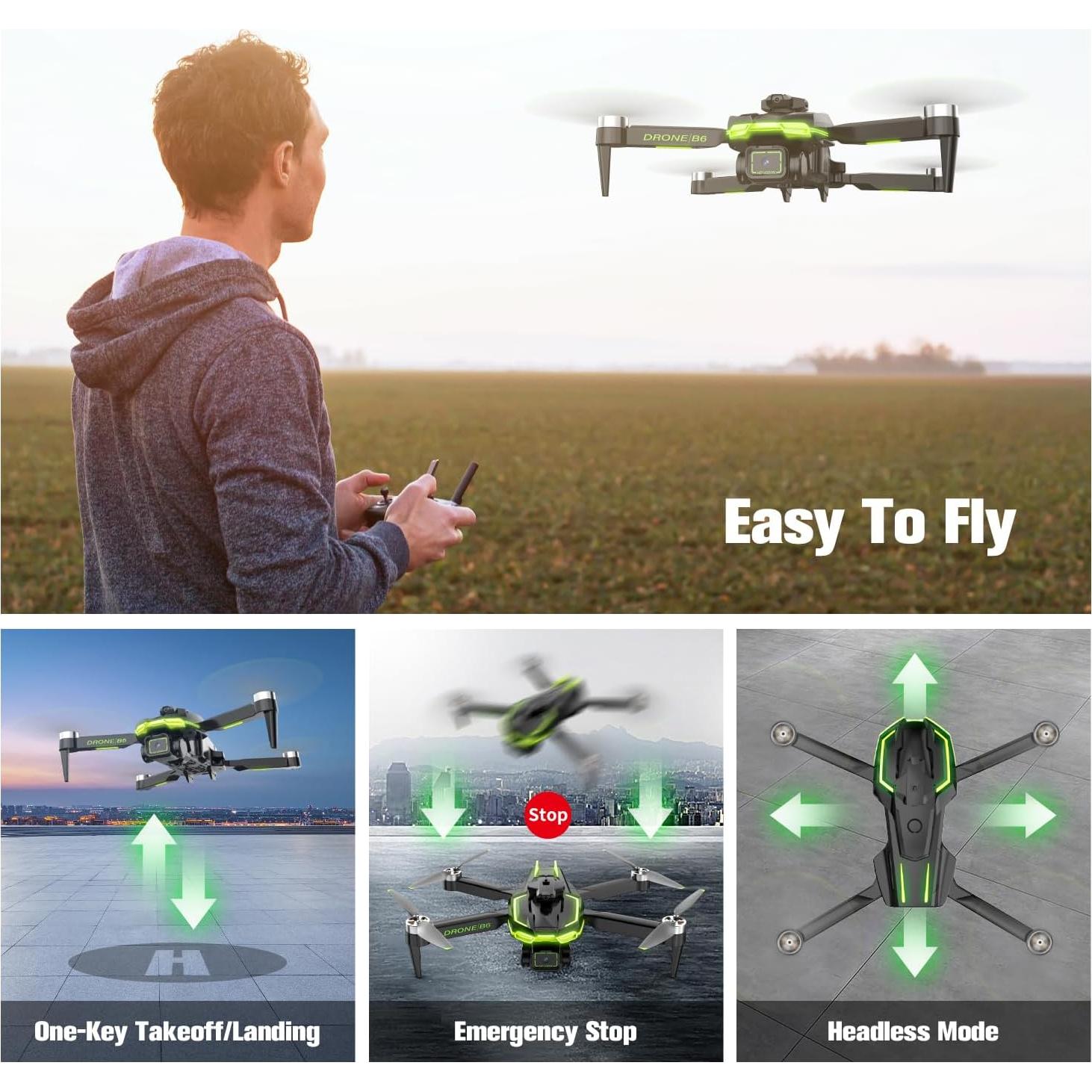 Dron HURSVIE B6 Plegable con Cámara 4K y 40 Min Vuelo