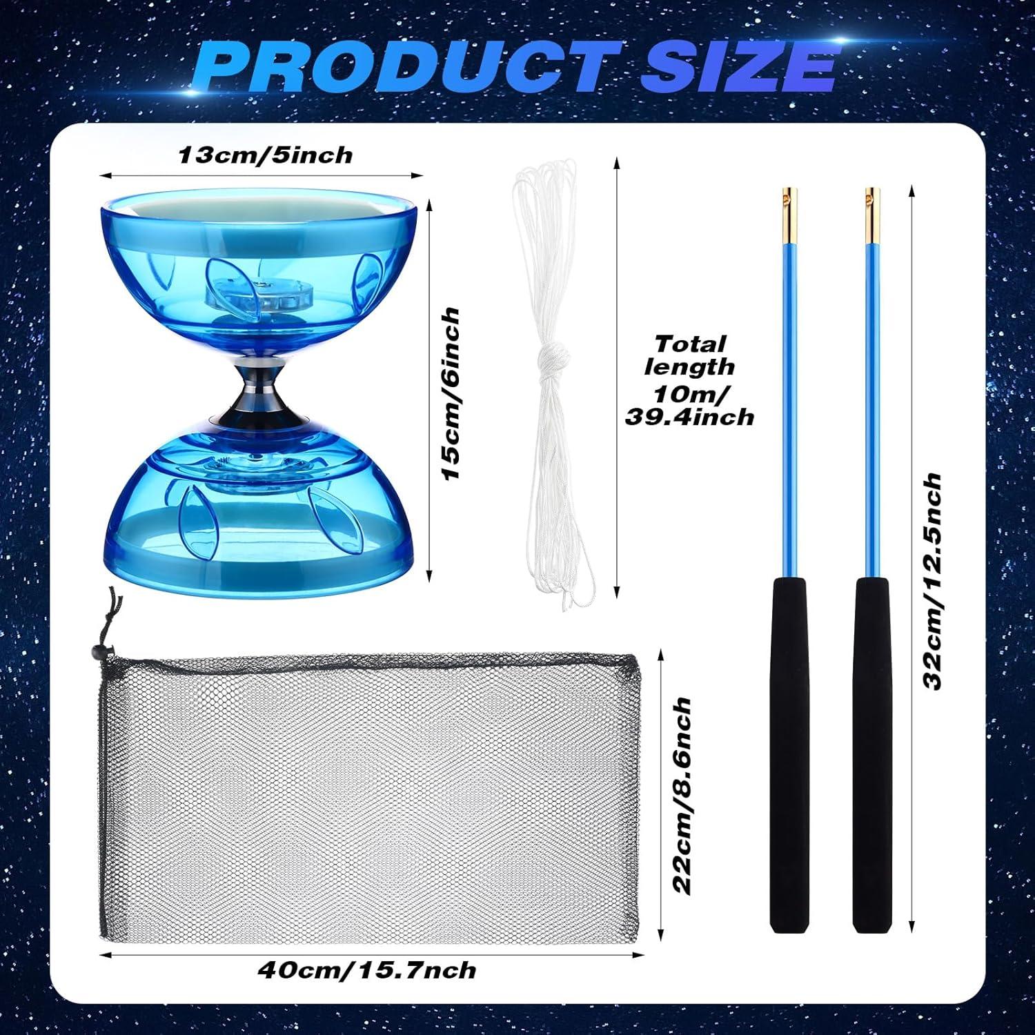 Juego de Diabolo Chino Simgoing LED Azul con Palos y Bolsa
