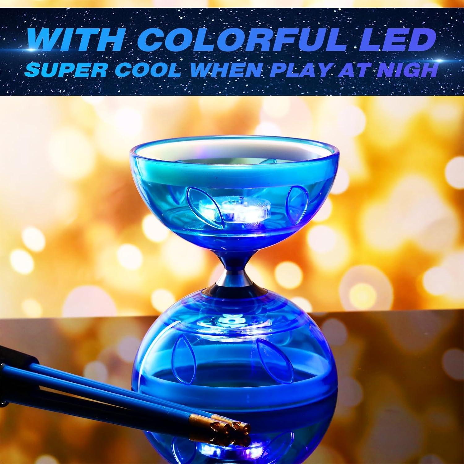 Juego de Diabolo Chino Simgoing LED Azul con Palos y Bolsa