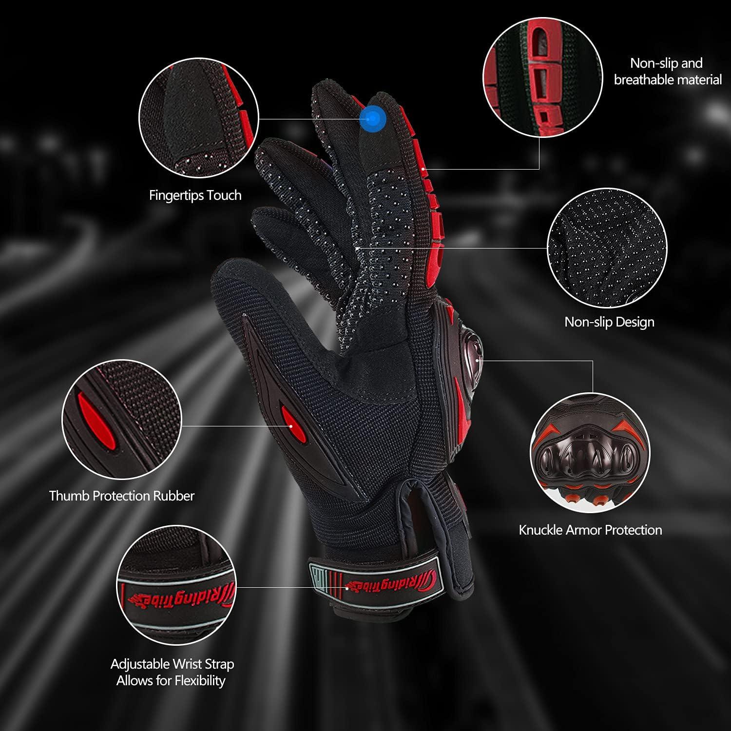 Guantes de Motocicleta BIHAIZG Medianos Rojo Táctiles