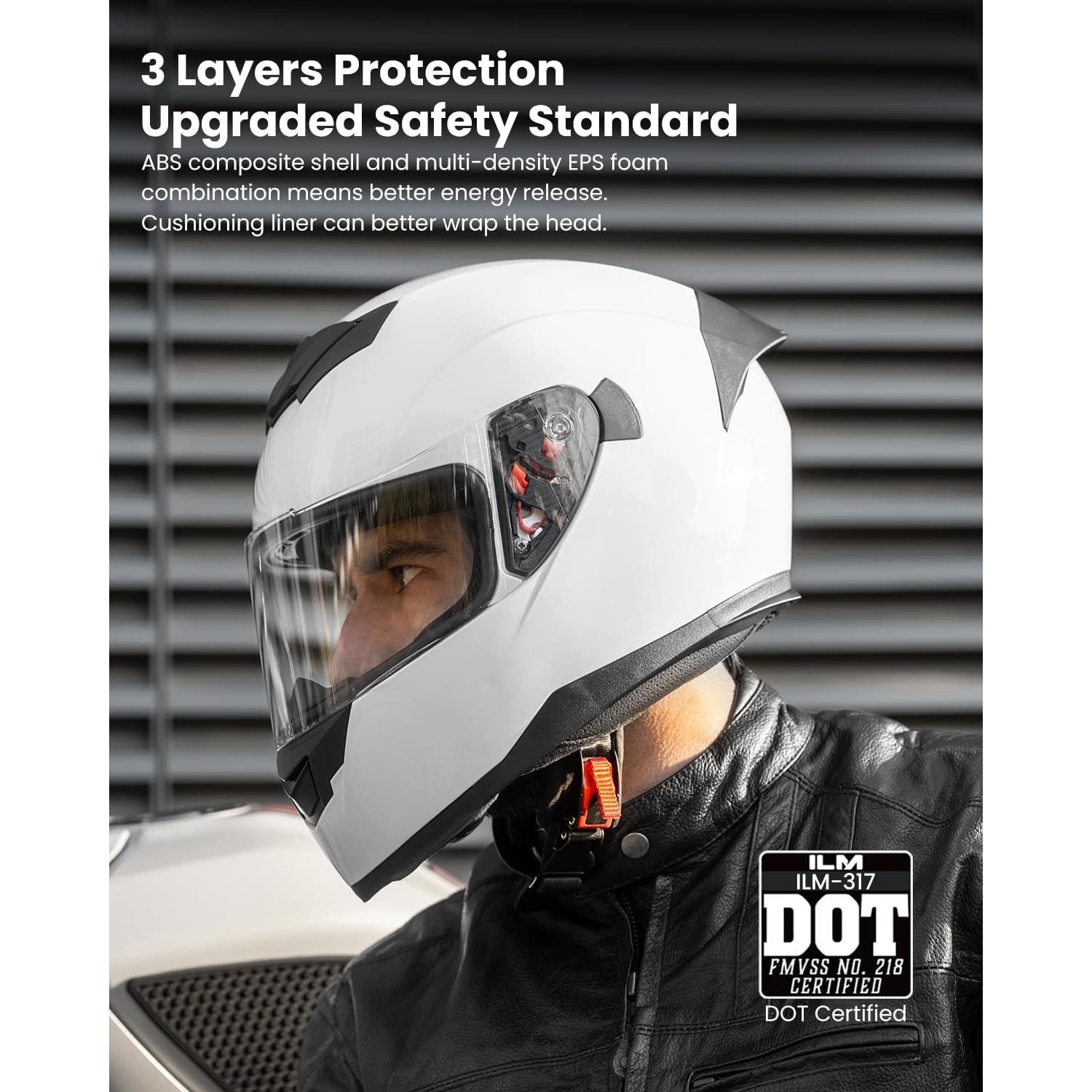 Casco de Motocicleta ILM 317 Blanco Mediano Certificado DOT