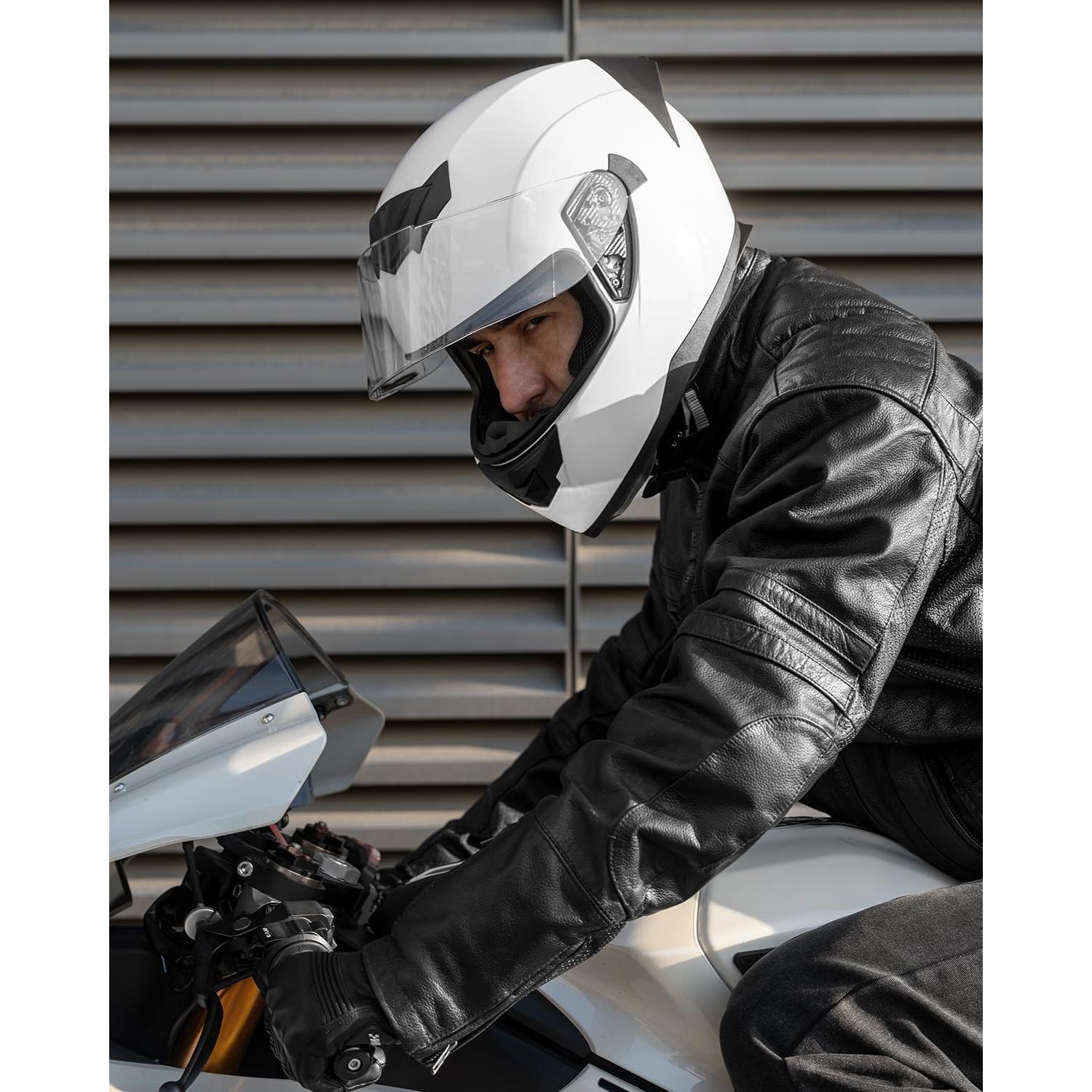 Casco de Motocicleta ILM 317 Blanco Mediano Certificado DOT