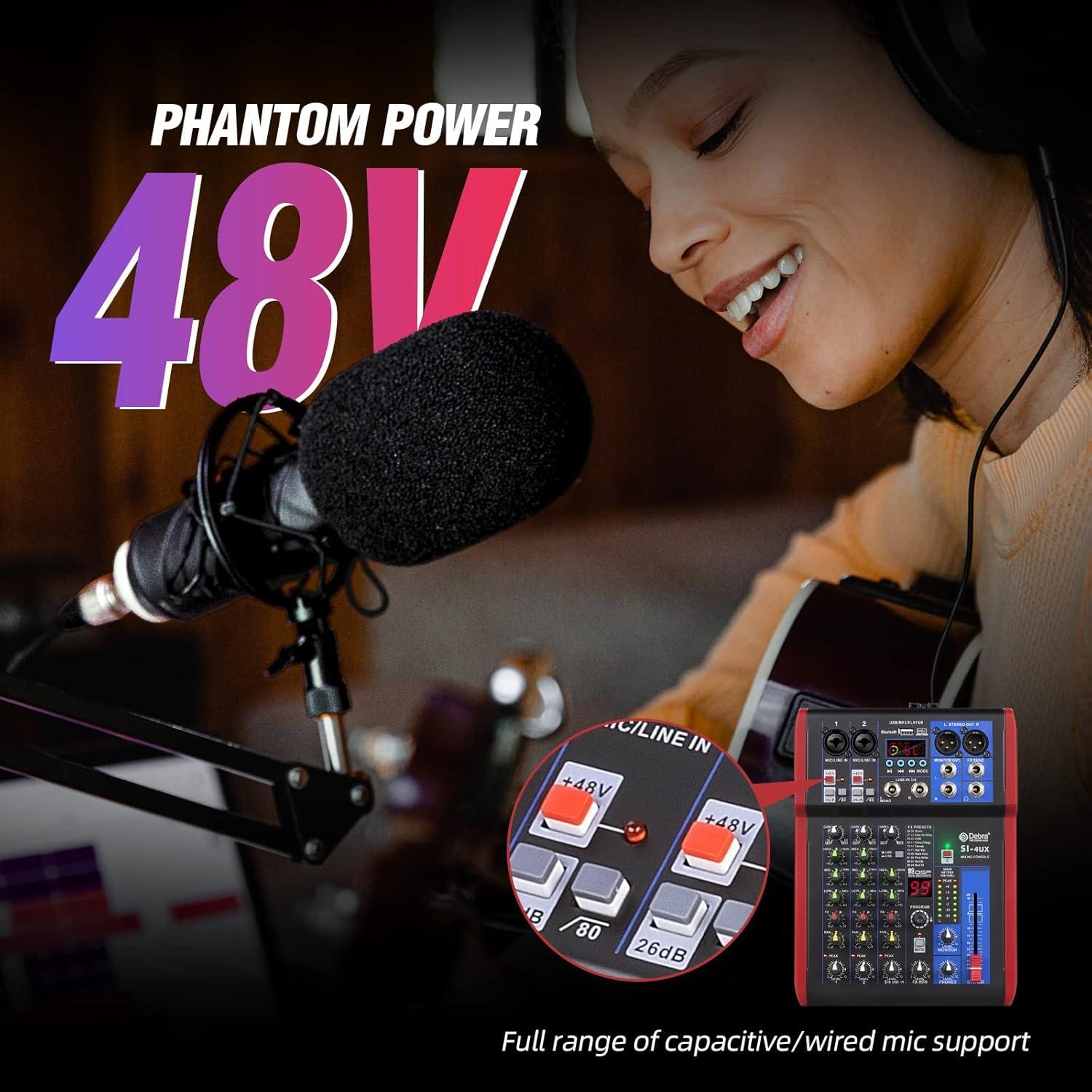 Mezclador de Grabación D Debra SI-4UX con 99 Efectos DSP