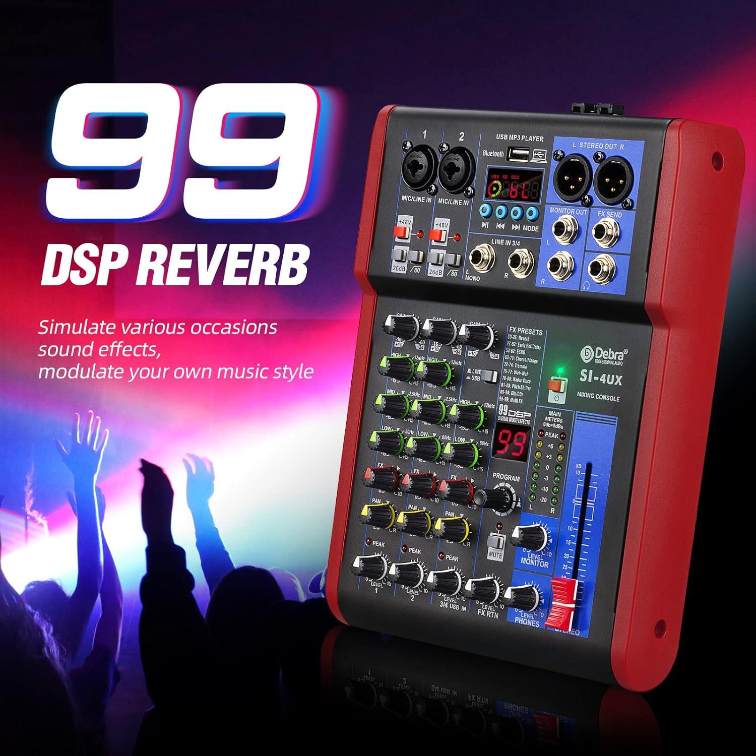Mezclador de Grabación D Debra SI-4UX con 99 Efectos DSP