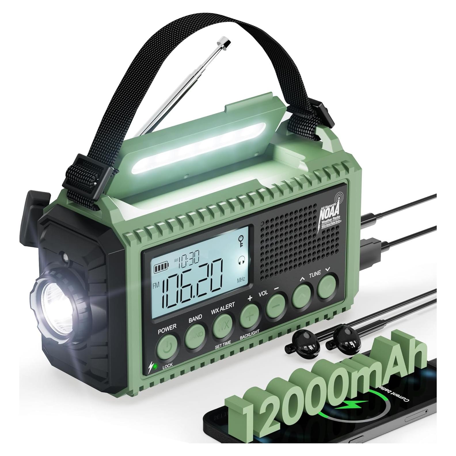 Radio Meteorológica de Emergencia NOAA 12000mAh Verde