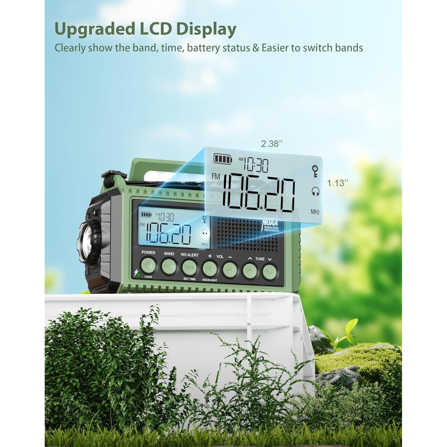 Radio Meteorológica de Emergencia NOAA 12000mAh Verde