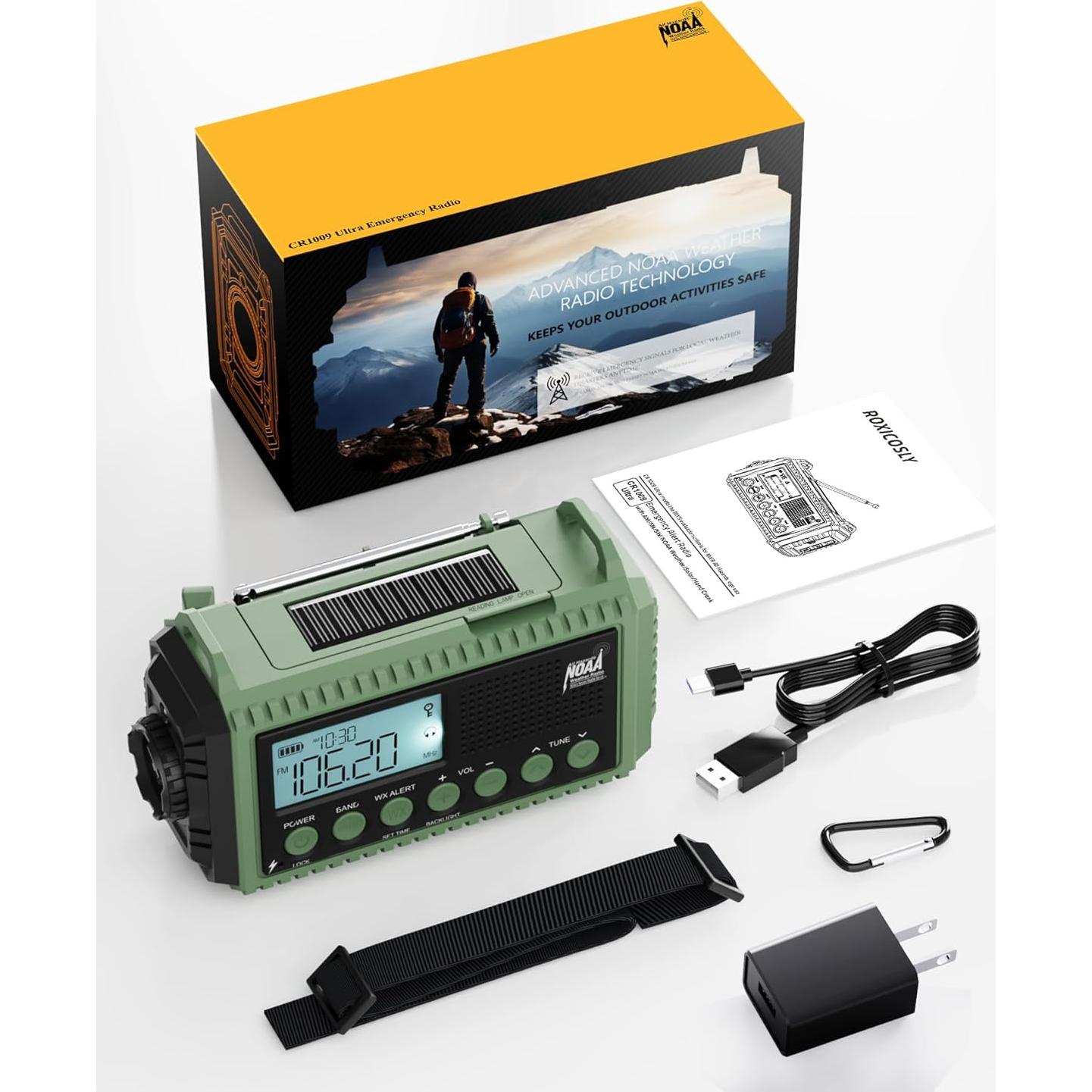 Radio Meteorológica de Emergencia NOAA 12000mAh Verde