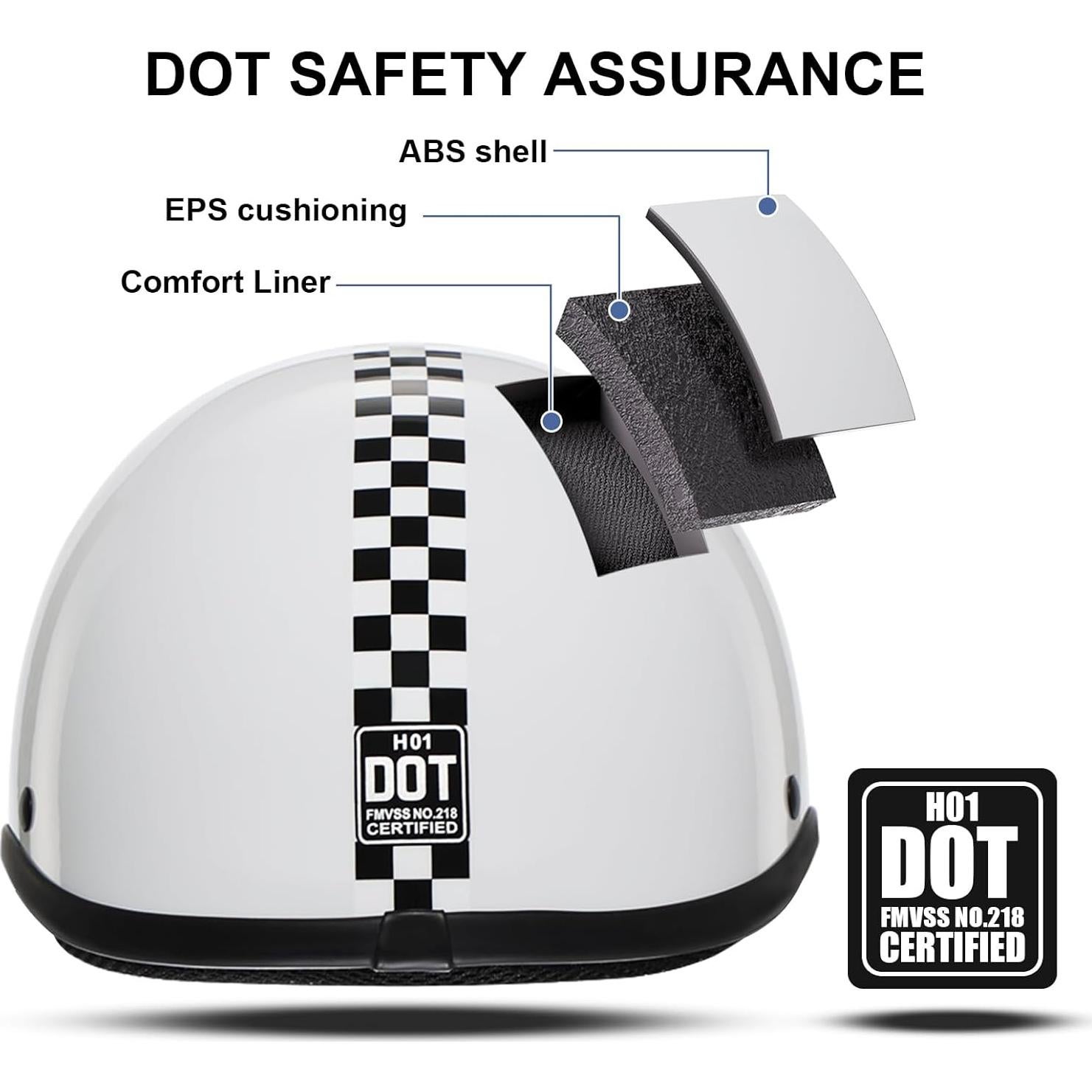 Casco de Moto TRIANGLE H01 Half Face Blanco Brillante