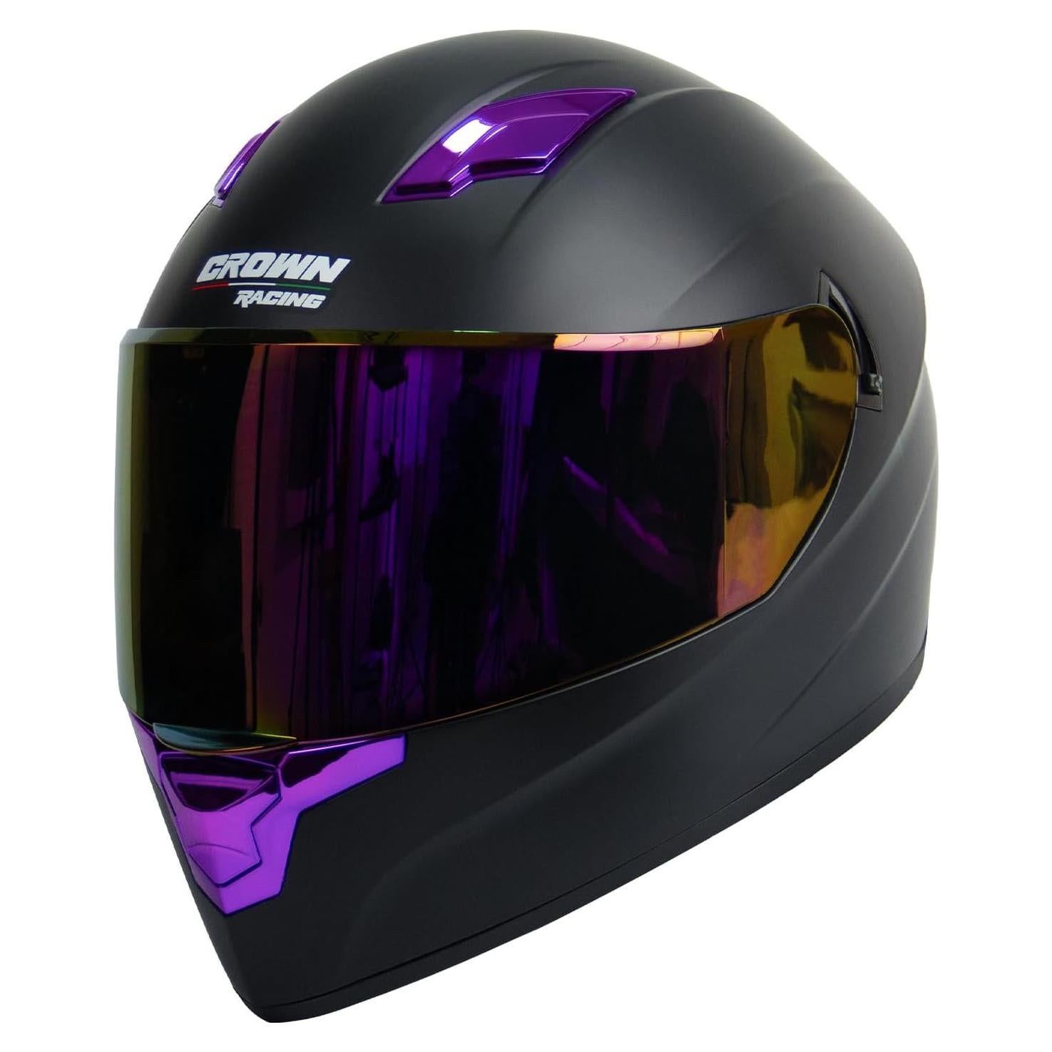 Casco de Motocicleta Crown Racing F-700 Fibra Carbono Mediano