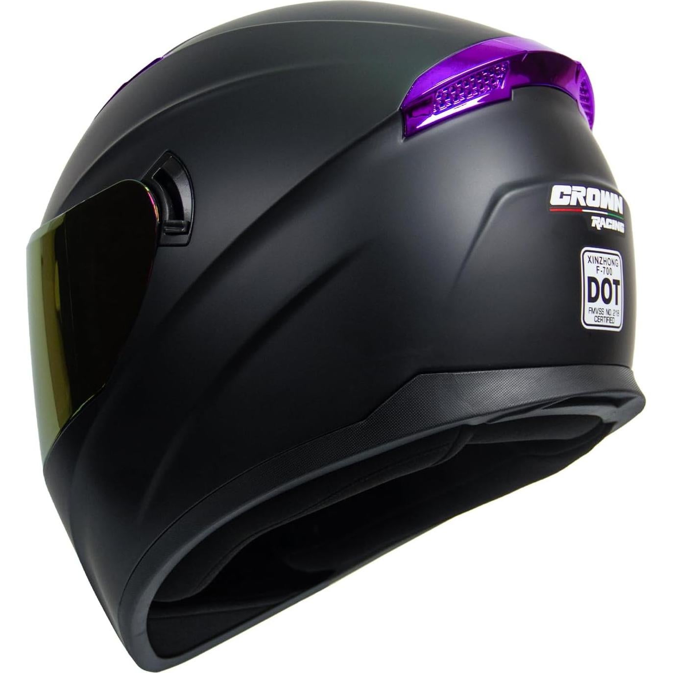 Casco de Motocicleta Crown Racing F-700 Fibra Carbono Mediano