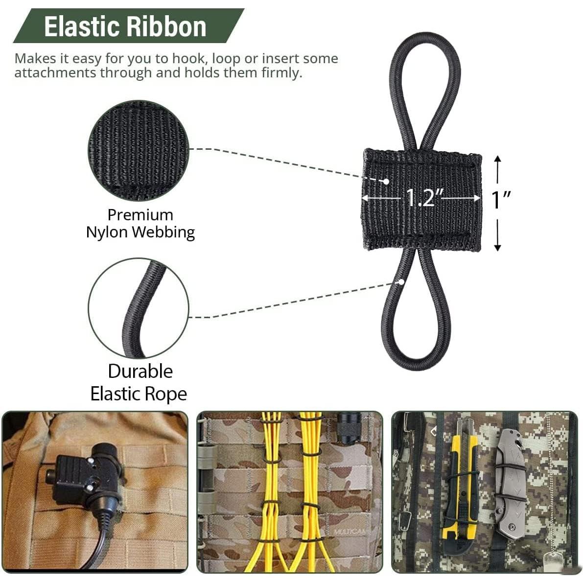 Cinta de Sujeción Molle GearHill 12 Piezas Nylon Negro