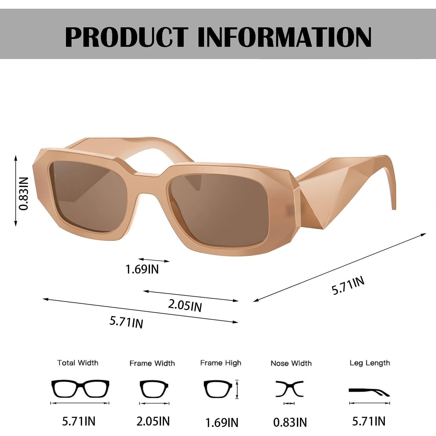 Gafas de Sol Rectangulares BUTABY Marco Beige Lente Marrón