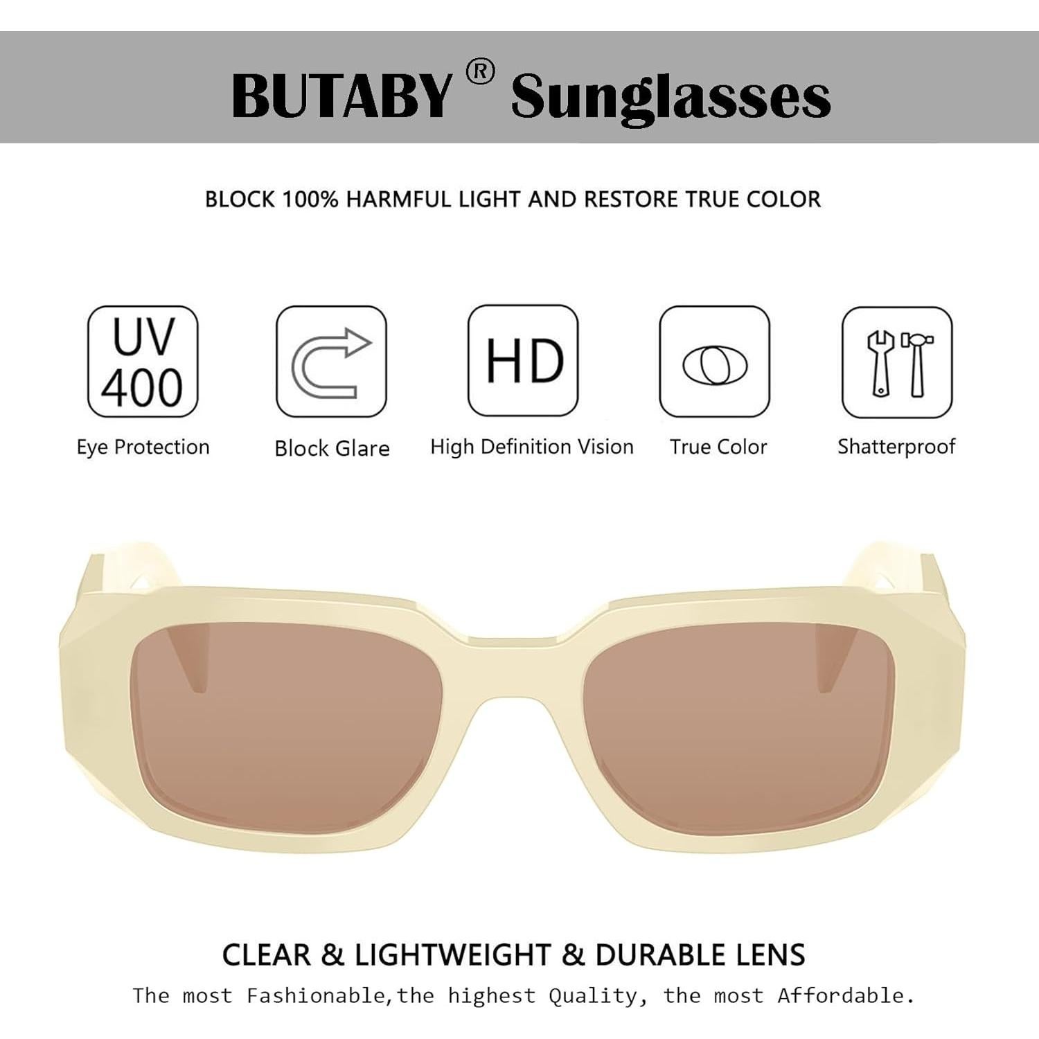 Gafas de Sol Rectangulares BUTABY Marco Blanco Off UV400