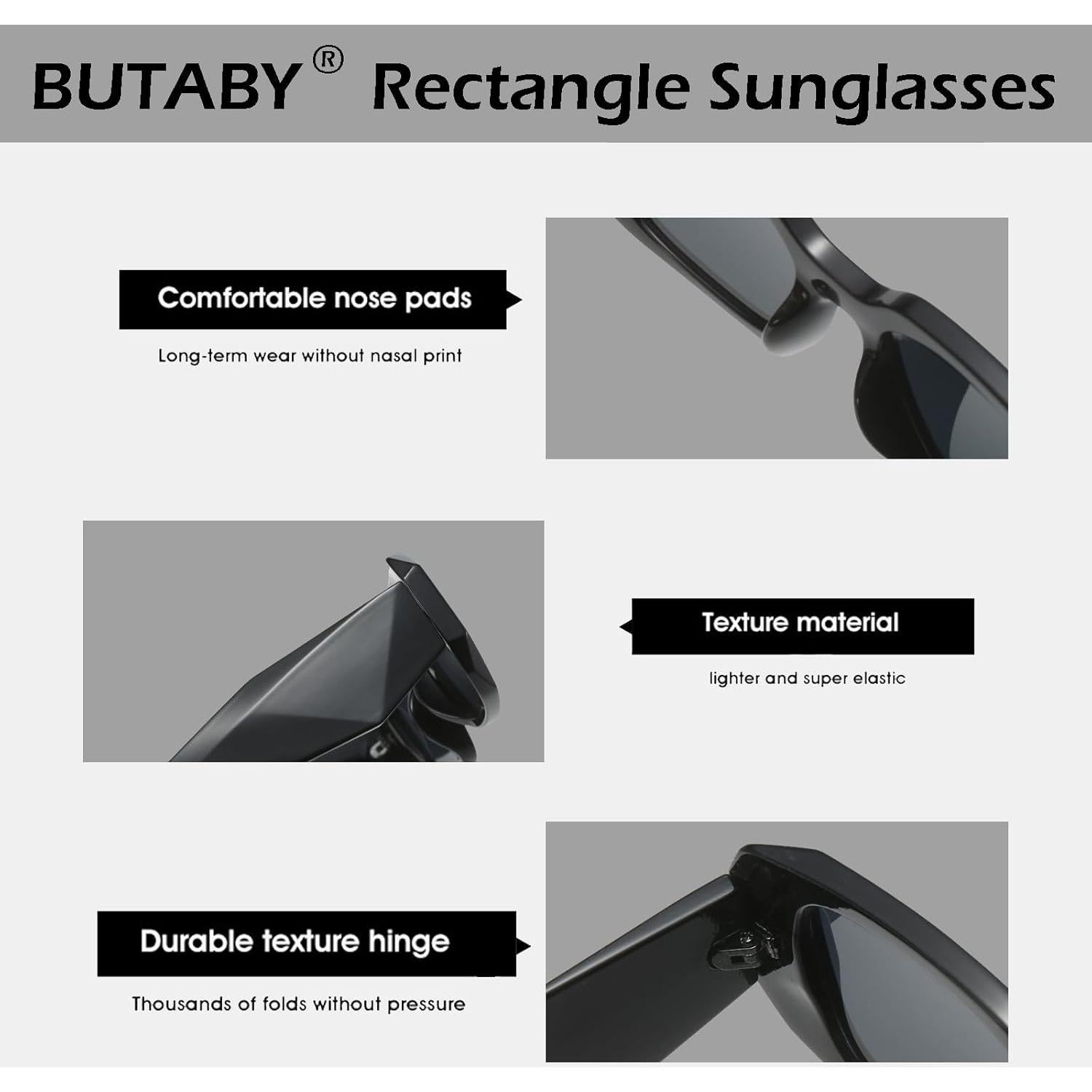 Gafas de Sol Rectangulares BUTABY Marco Blanco Off UV400