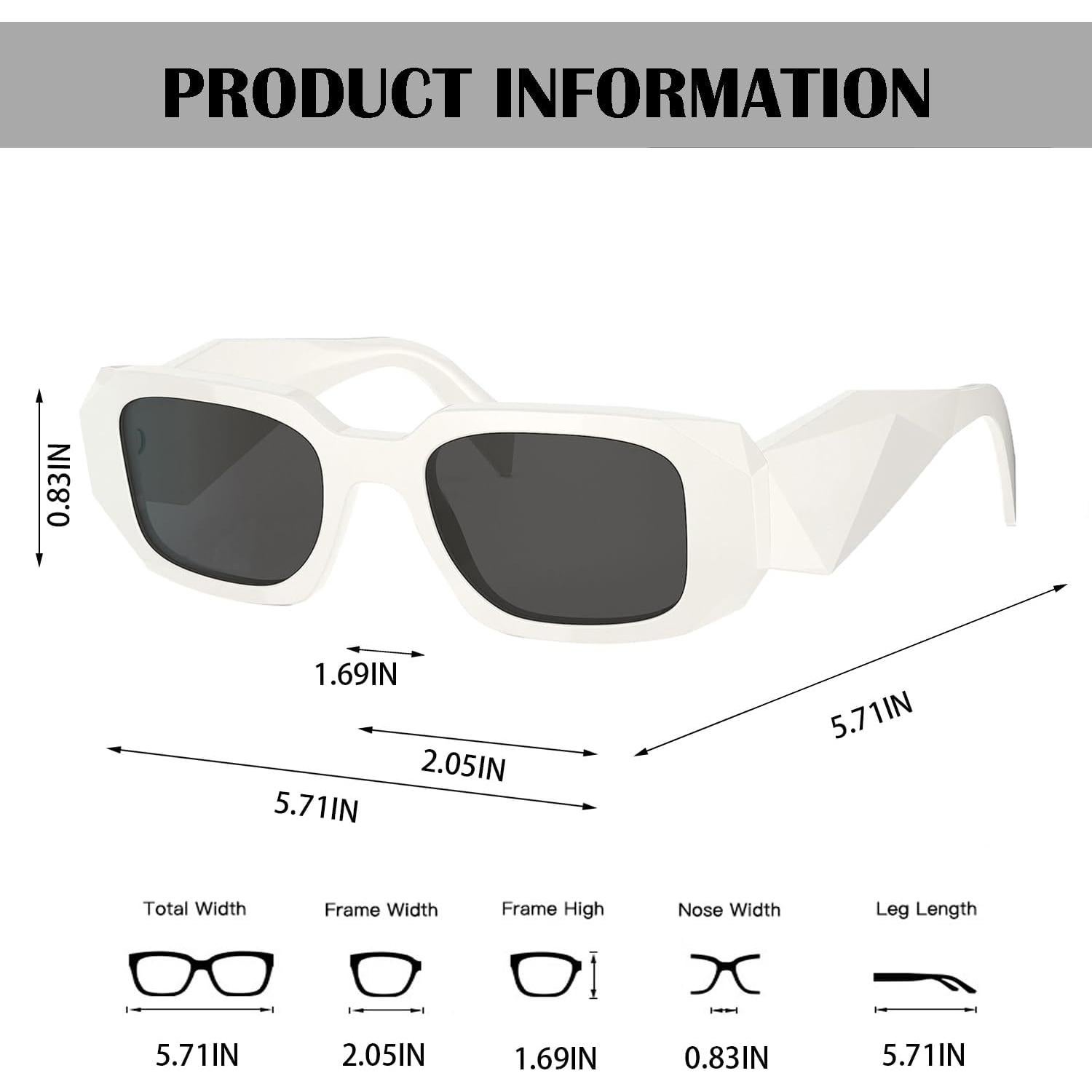 Gafas de Sol Rectangulares BUTABY Marco Blanco Lente Gris