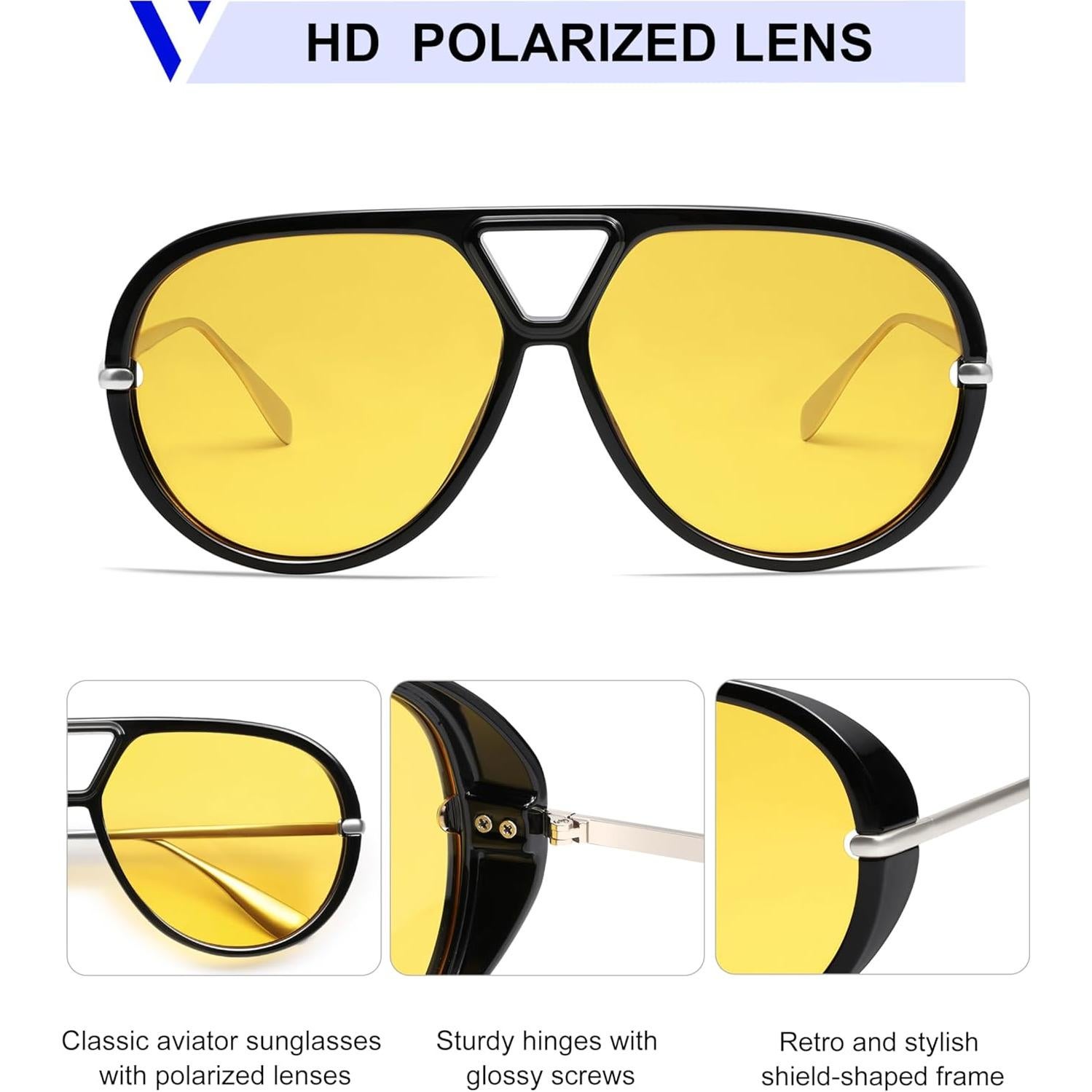 Gafas de sol aviador VANLINKER polarizadas retro grandes