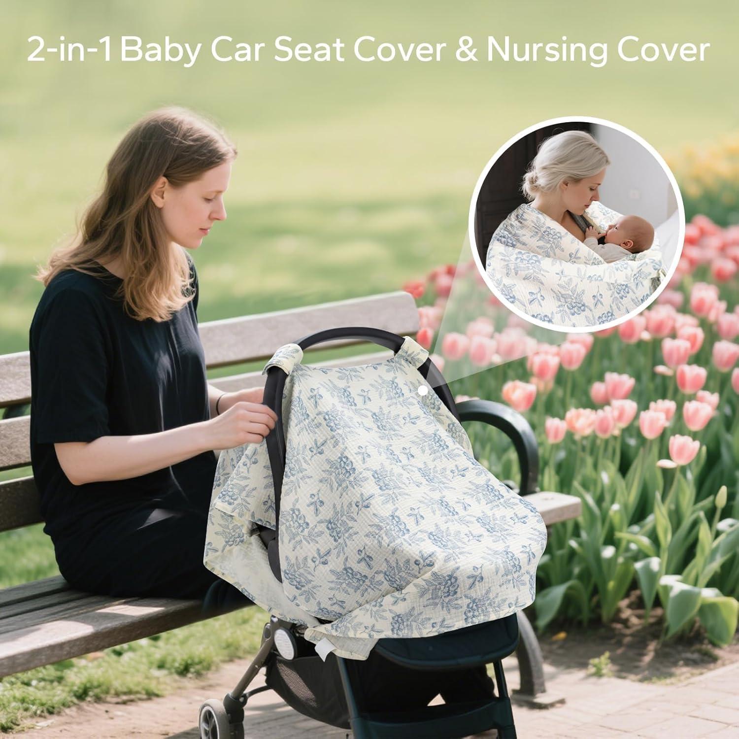 SERAPHY Funda 2-en-1 para Asiento de Auto y Lactancia Arándano