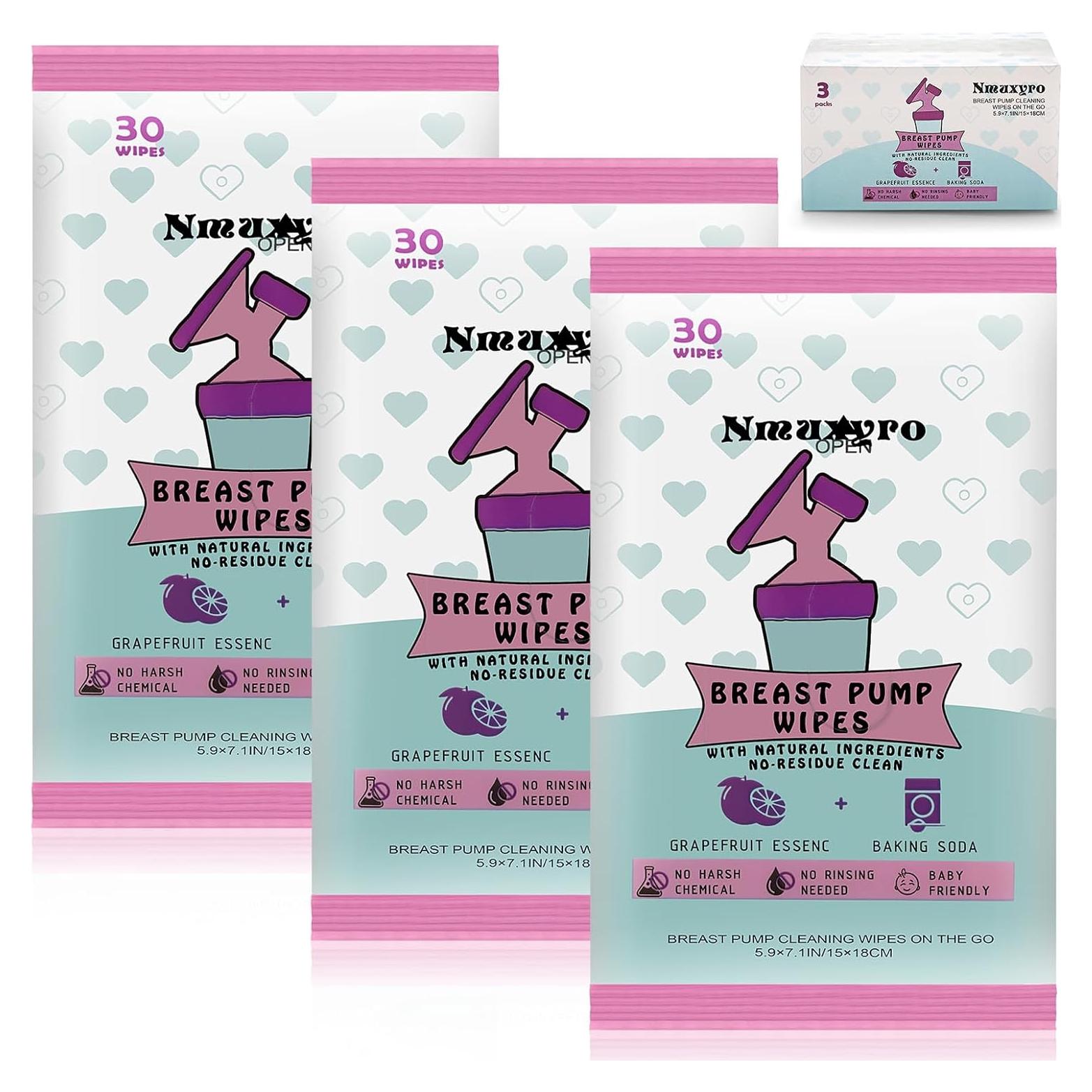 Toallitas de Limpieza Natural Nmuxyro para Extractores de Leche - 90 Unidades