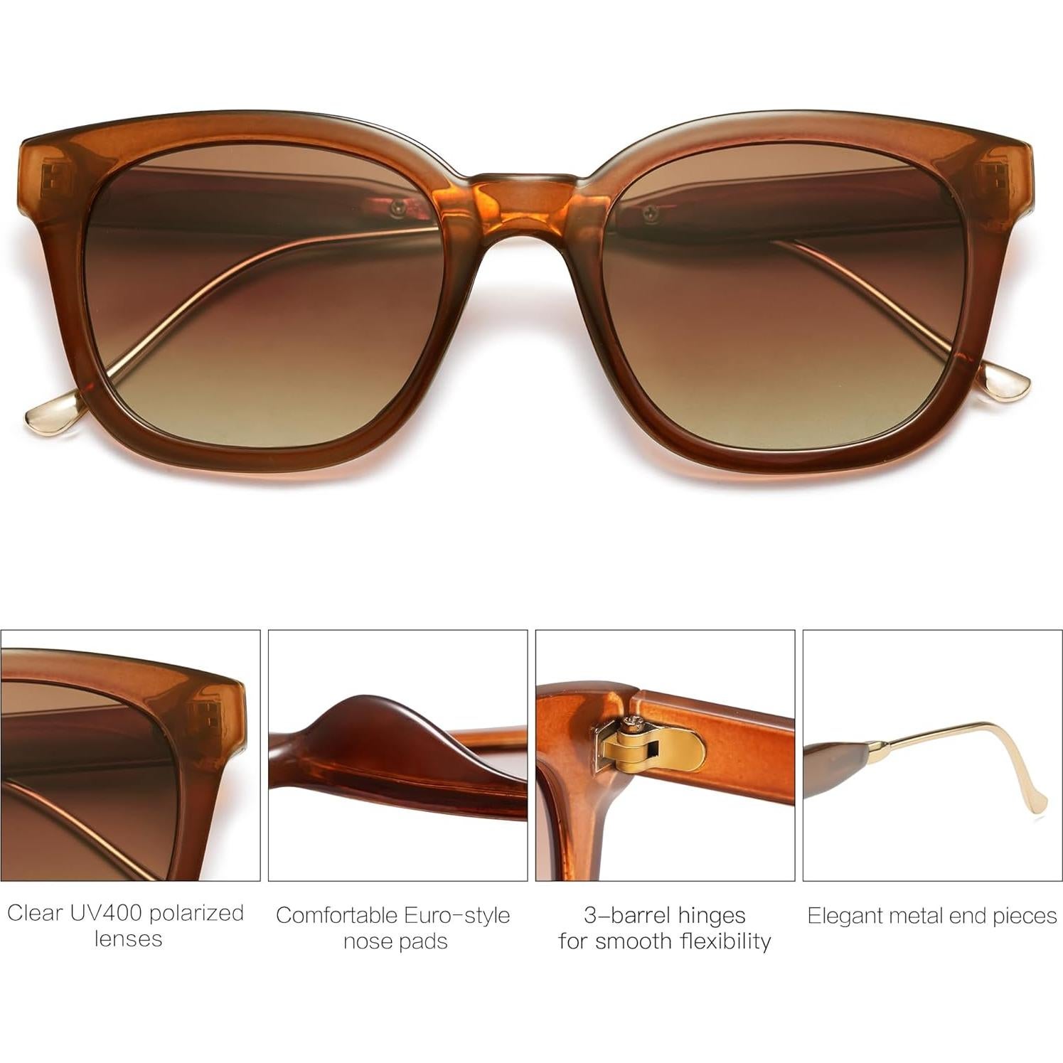 Gafas de sol polarizadas SOJOS SJ2050 UV400 cuadradas