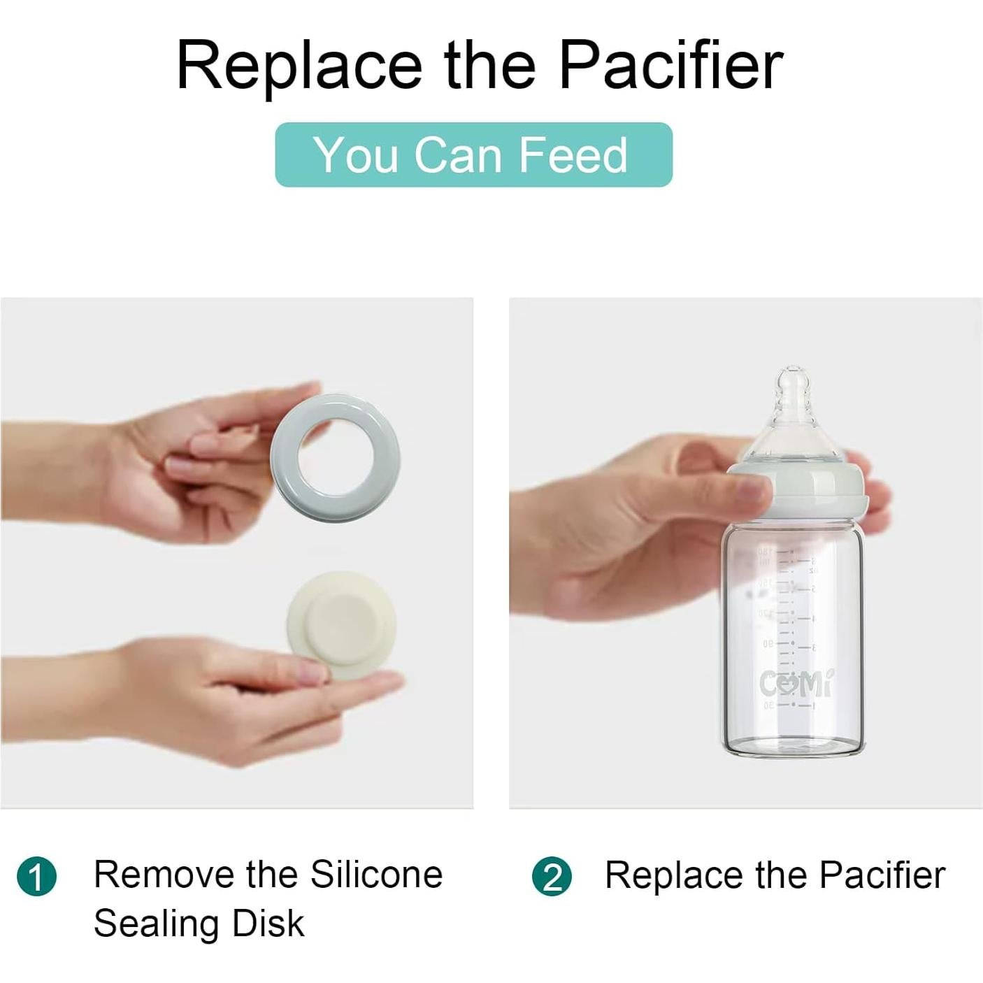 Botella de Almacenamiento de Leche Materna COMI 180ml Vidrio 4 Pzas