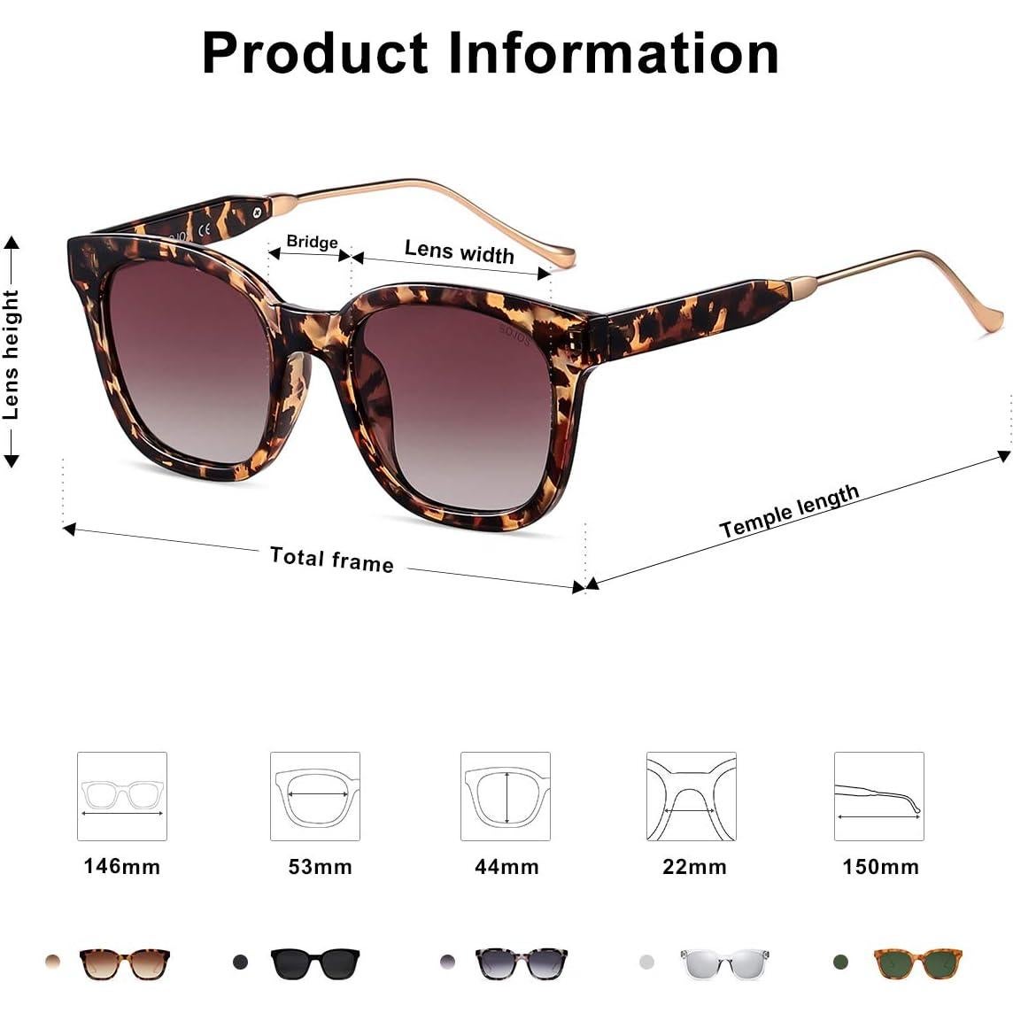 Gafas de Sol Polarizadas SOJOS SJ2050 Cuadradas UV400