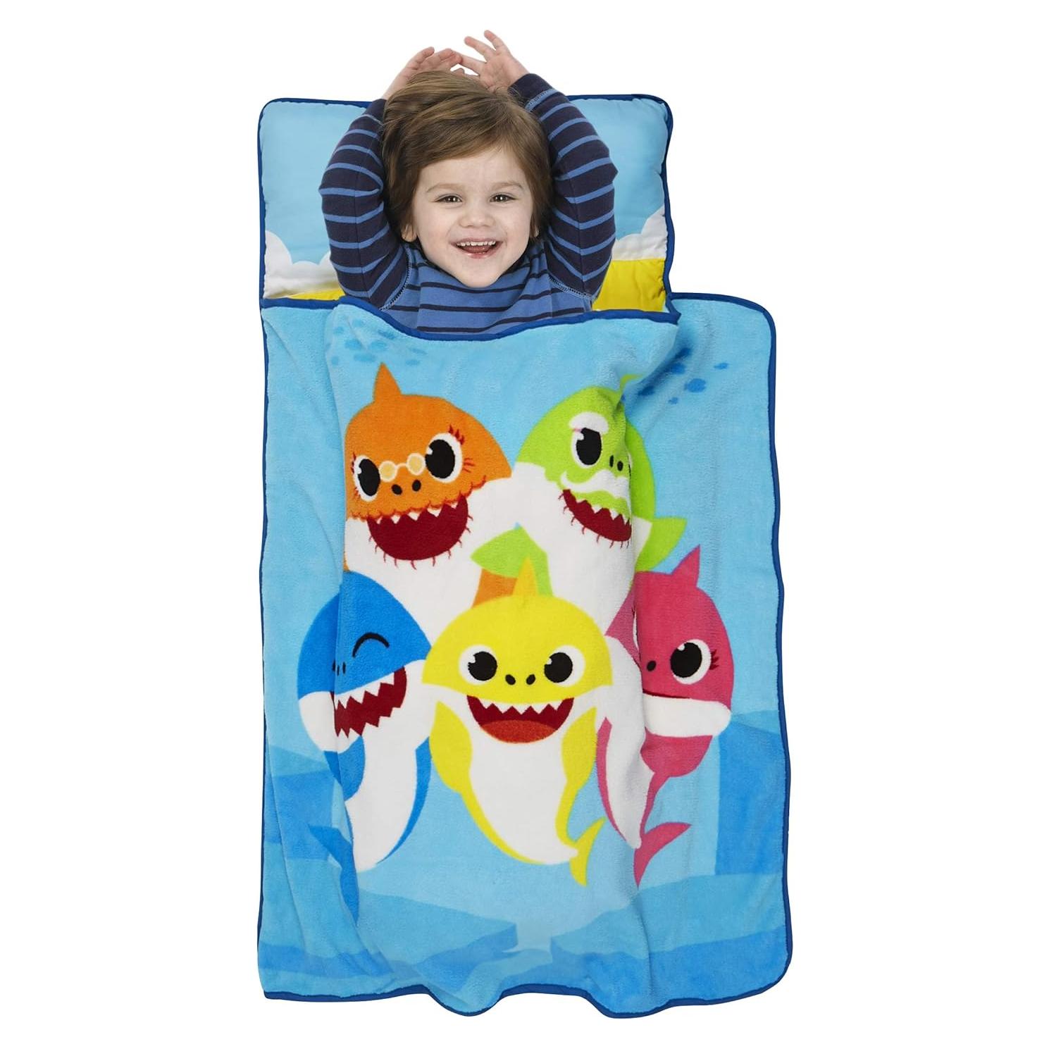 Alfombra de Siesta Baby Shark Azul con Almohada y Manta 119x53 cm