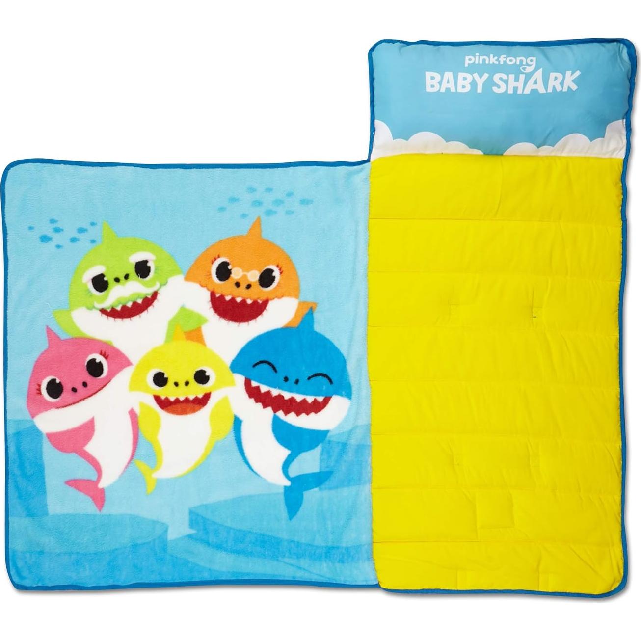 Alfombra de Siesta Baby Shark Azul con Almohada y Manta 119x53 cm