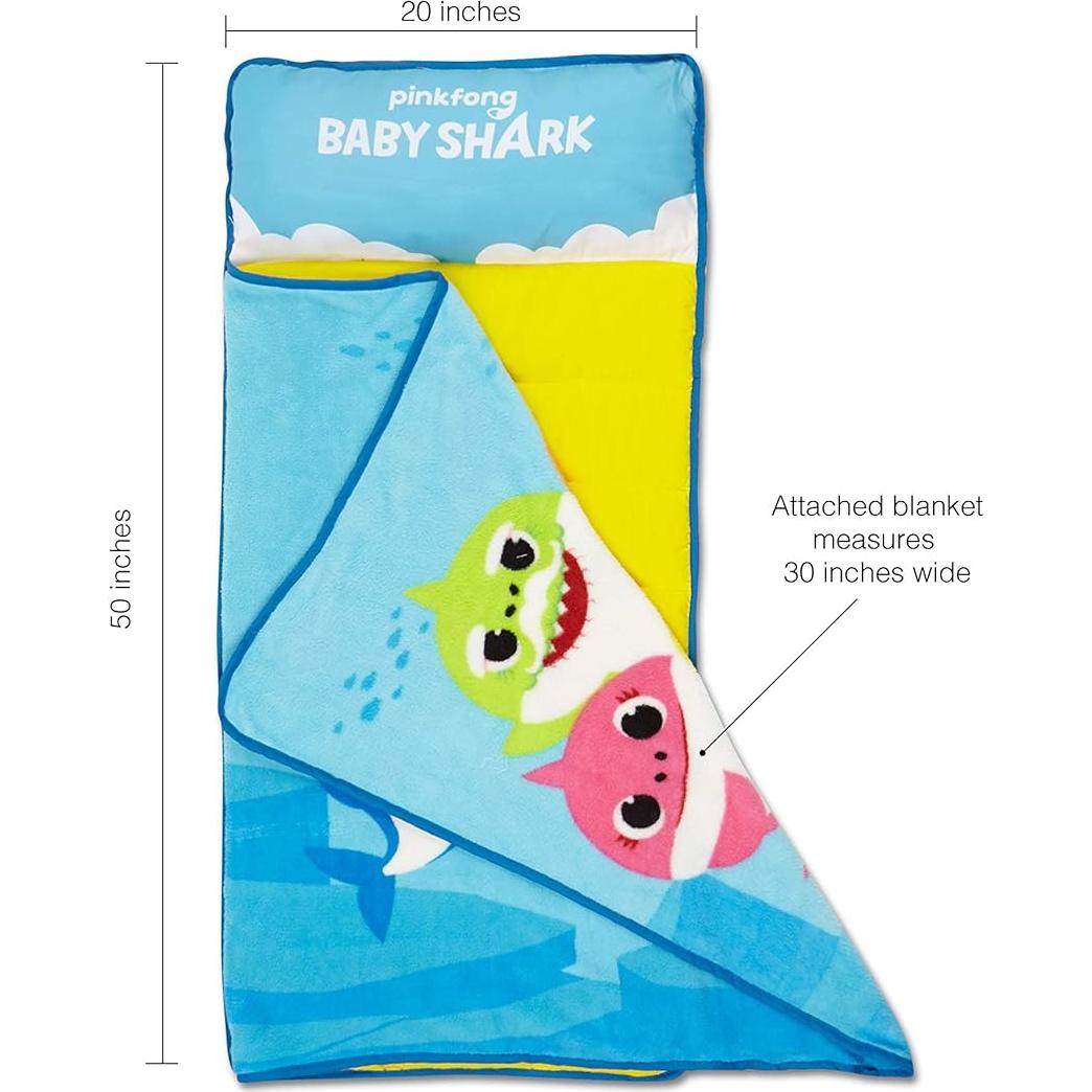 Alfombra de Siesta Baby Shark Azul con Almohada y Manta 119x53 cm
