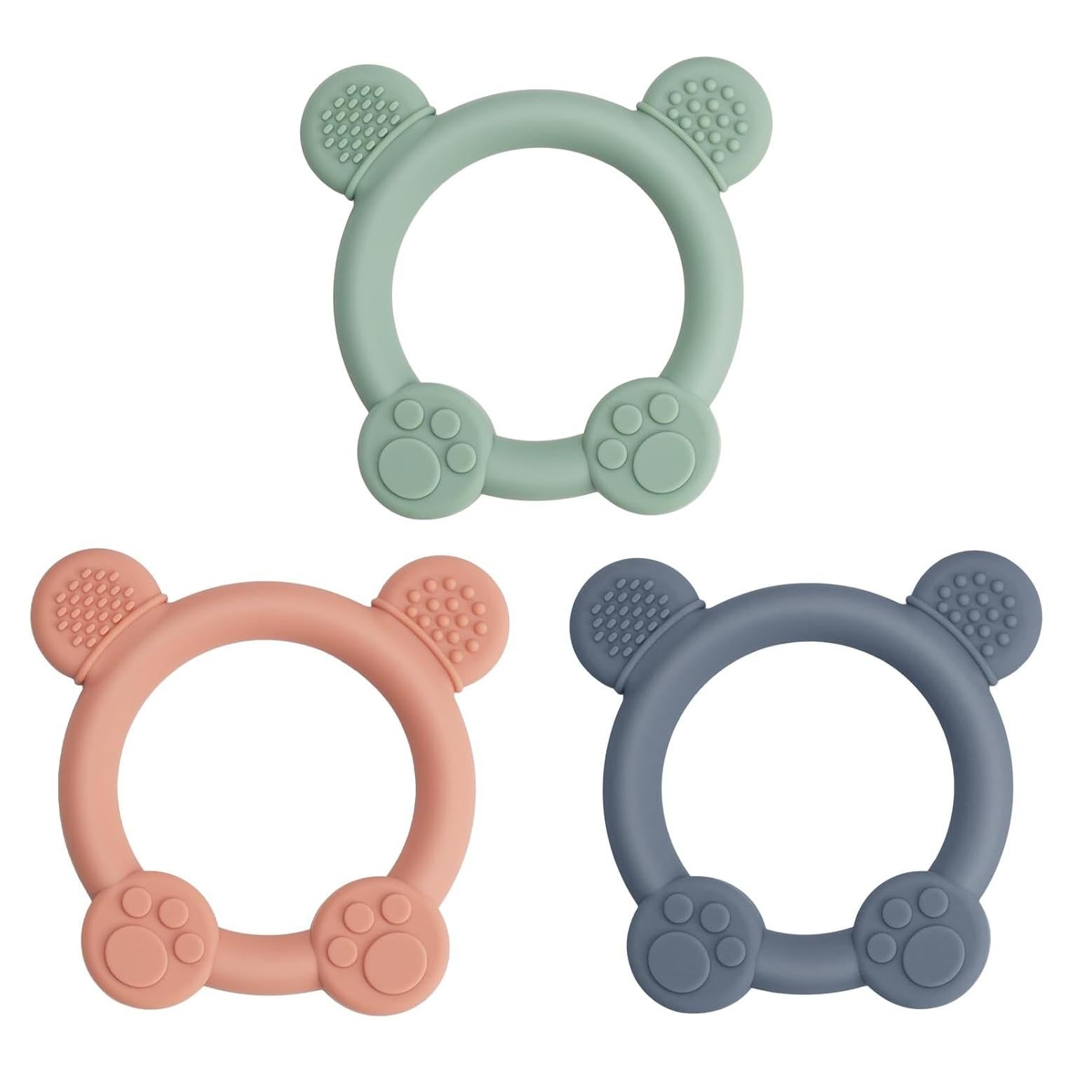 Paquete de 3 Mordedores de Silicona Panda para Bebés 0-24 Meses