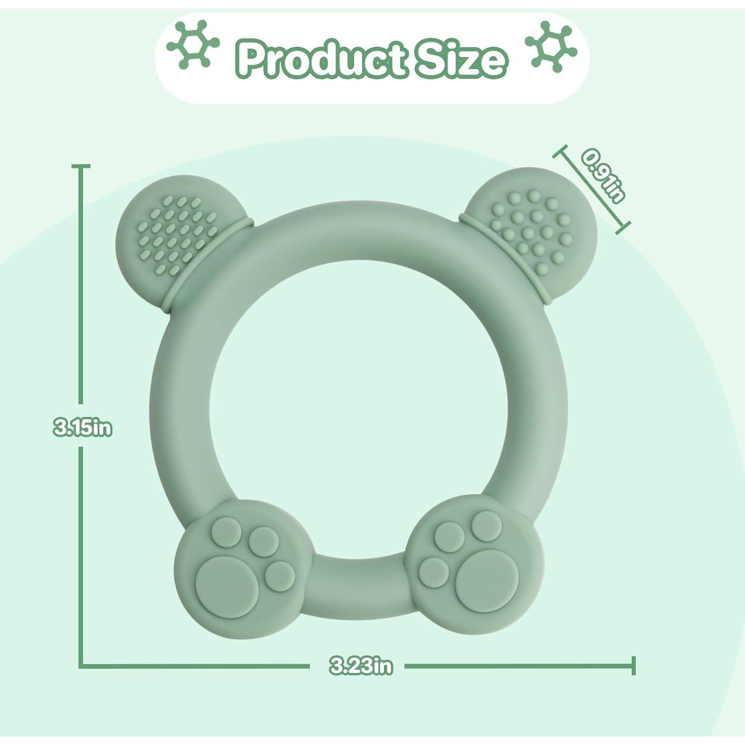 Paquete de 3 Mordedores de Silicona Panda para Bebés 0-24 Meses