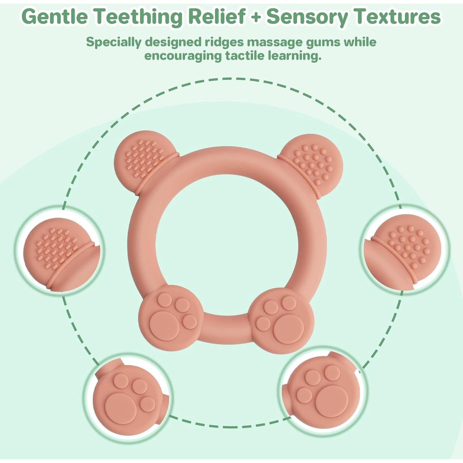 Paquete de 3 Mordedores de Silicona Panda para Bebés 0-24 Meses