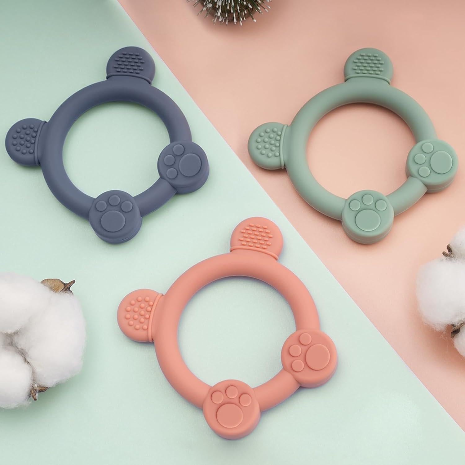 Paquete de 3 Mordedores de Silicona Panda para Bebés 0-24 Meses