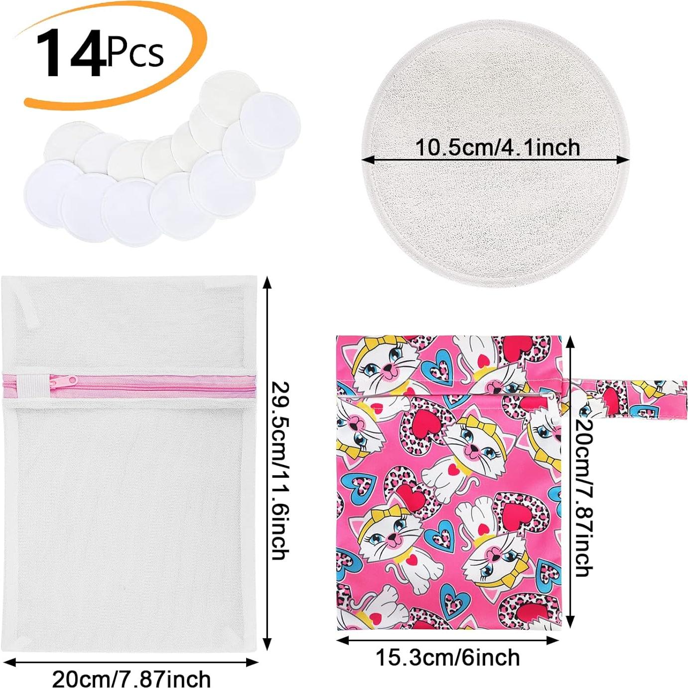 Almohadillas de Lactancia Lavables PHOGARY 14 Piezas Bambú 10 cm