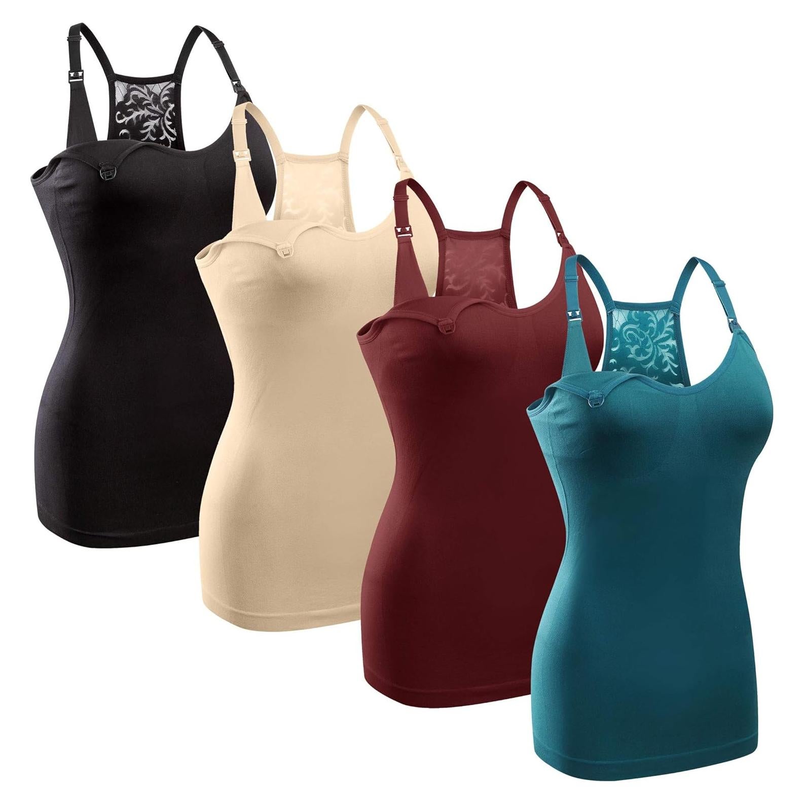 Camiseta de Lactancia GXXGE 4Pack Mujeres Tirantes Ajustables