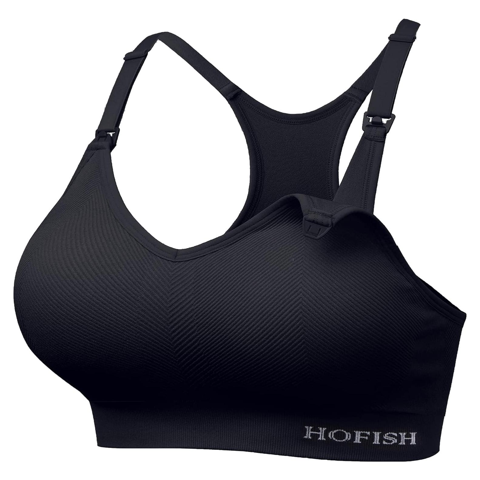 Sujetador Deportivo de Lactancia HOFISH Sin Costuras Negro