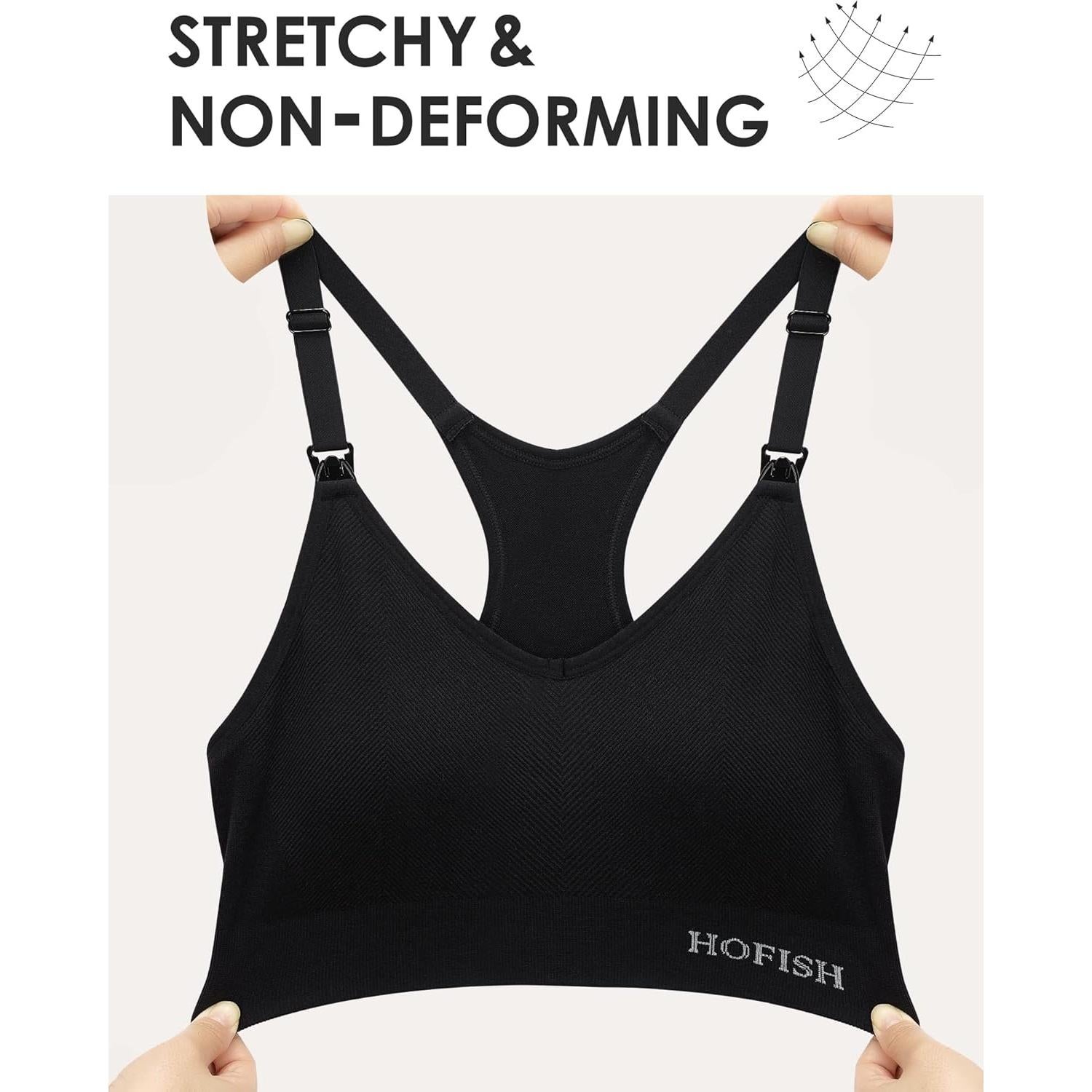 Sujetador Deportivo de Lactancia HOFISH Sin Costuras Negro