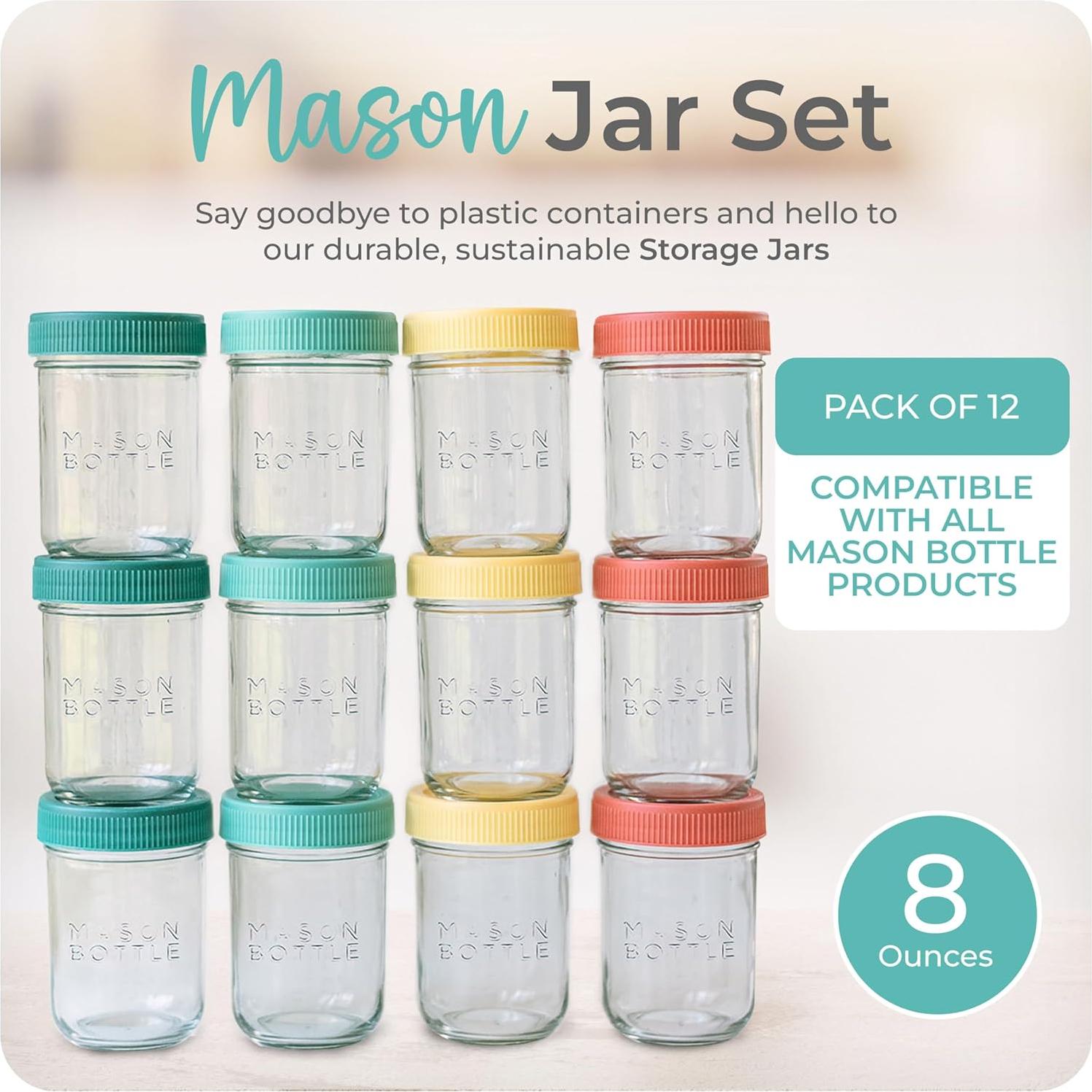 Tarros de Almacenamiento de Leche Materna Mason Bottle 8oz - Paquete de 12