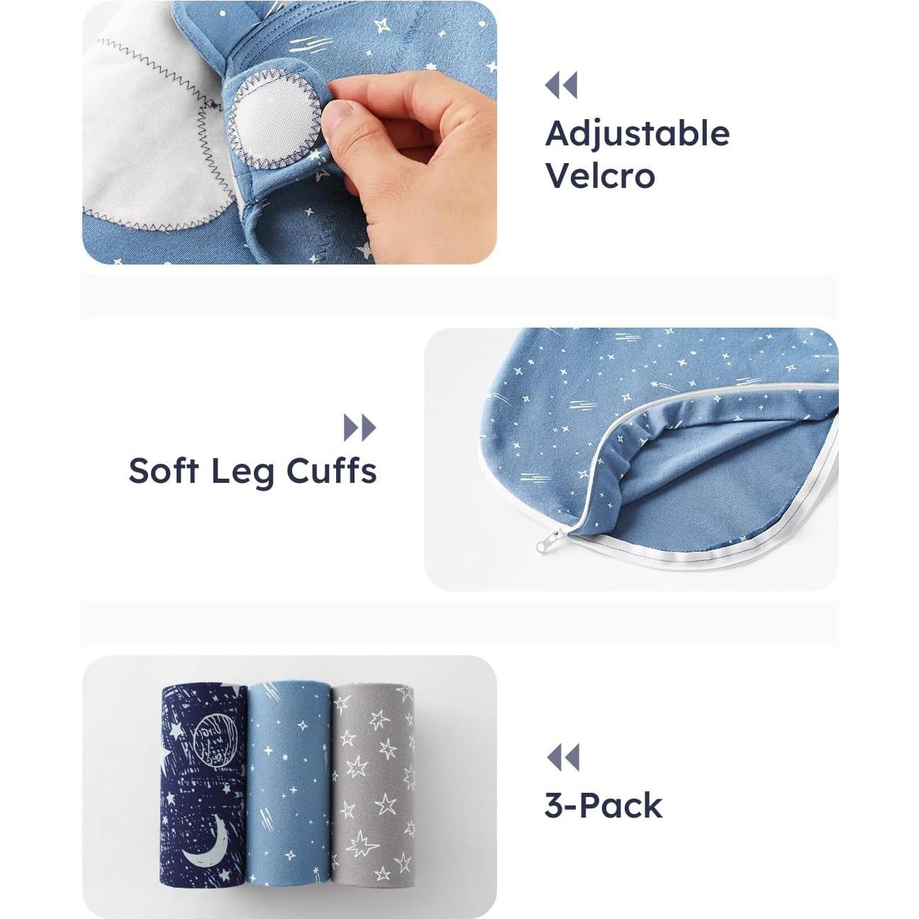 Sacos de Saco para Bebés Unnivoll 0-3 Meses Algodón Planeta Azul