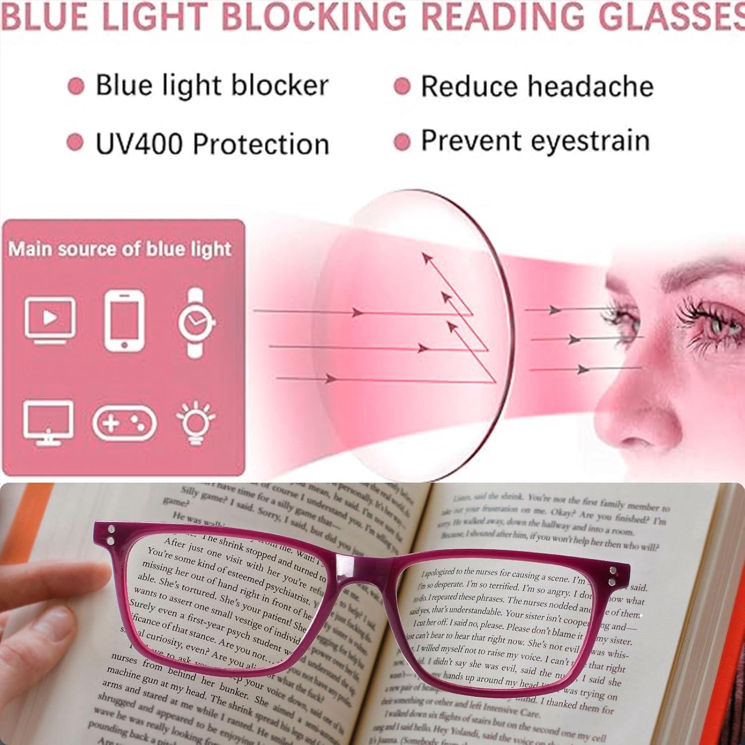 Gafas de Lectura JOSCHOO 5 Paquetes Bloqueo Luz Azul 2.0x