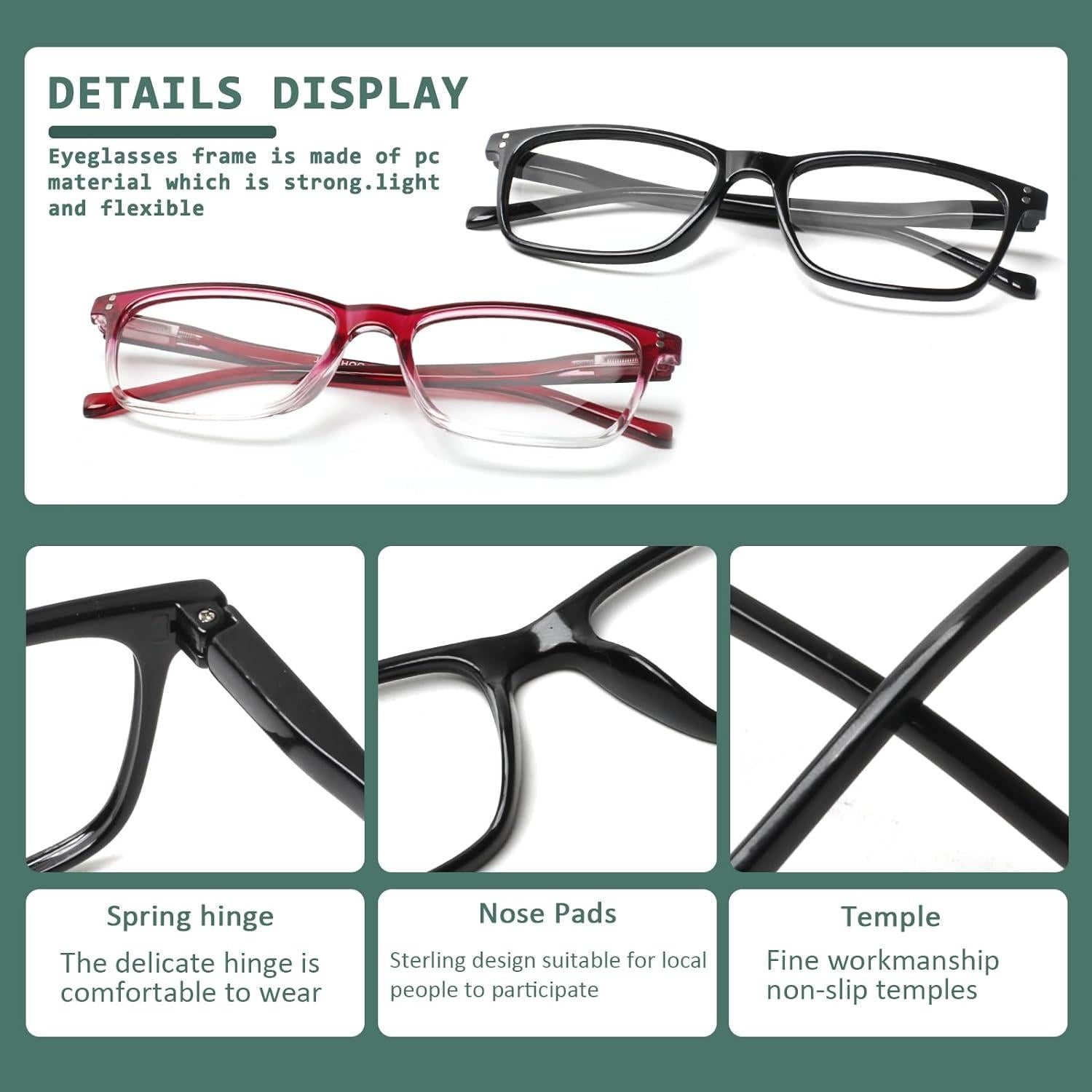 Gafas de Lectura JOSCHOO 5 Paquete 2.25x Unisex Colores