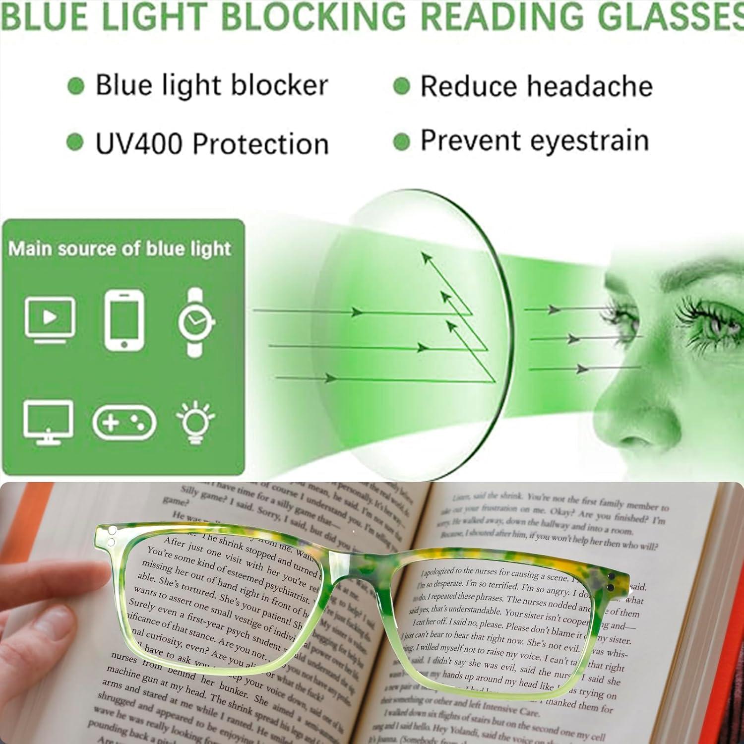 Gafas de Lectura JOSCHOO 5 Piezas Bloqueo Luz Azul 3.5x