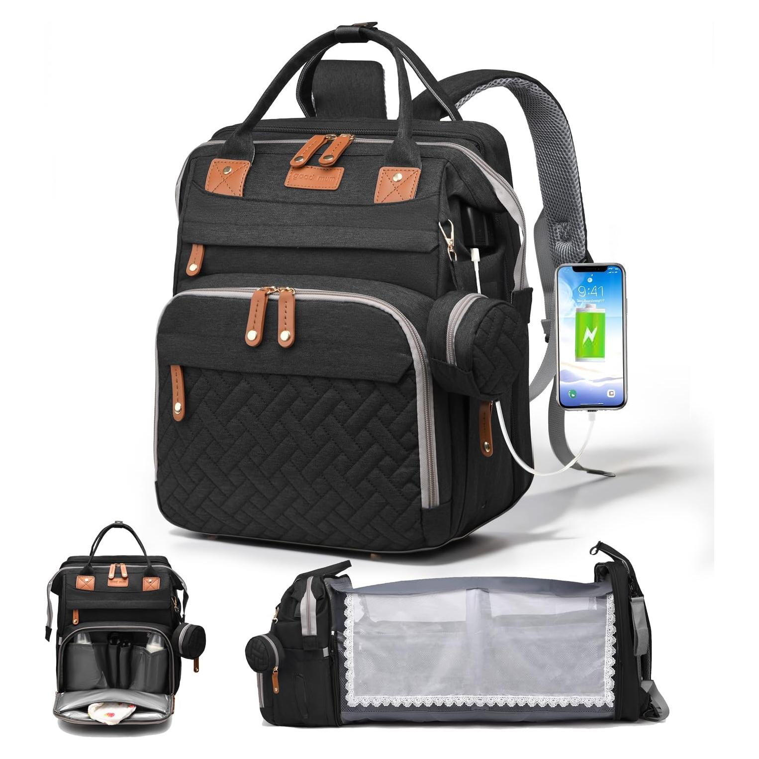 Bolsa de Pañales Multifuncional CESAILT Negra 26L Impermeable