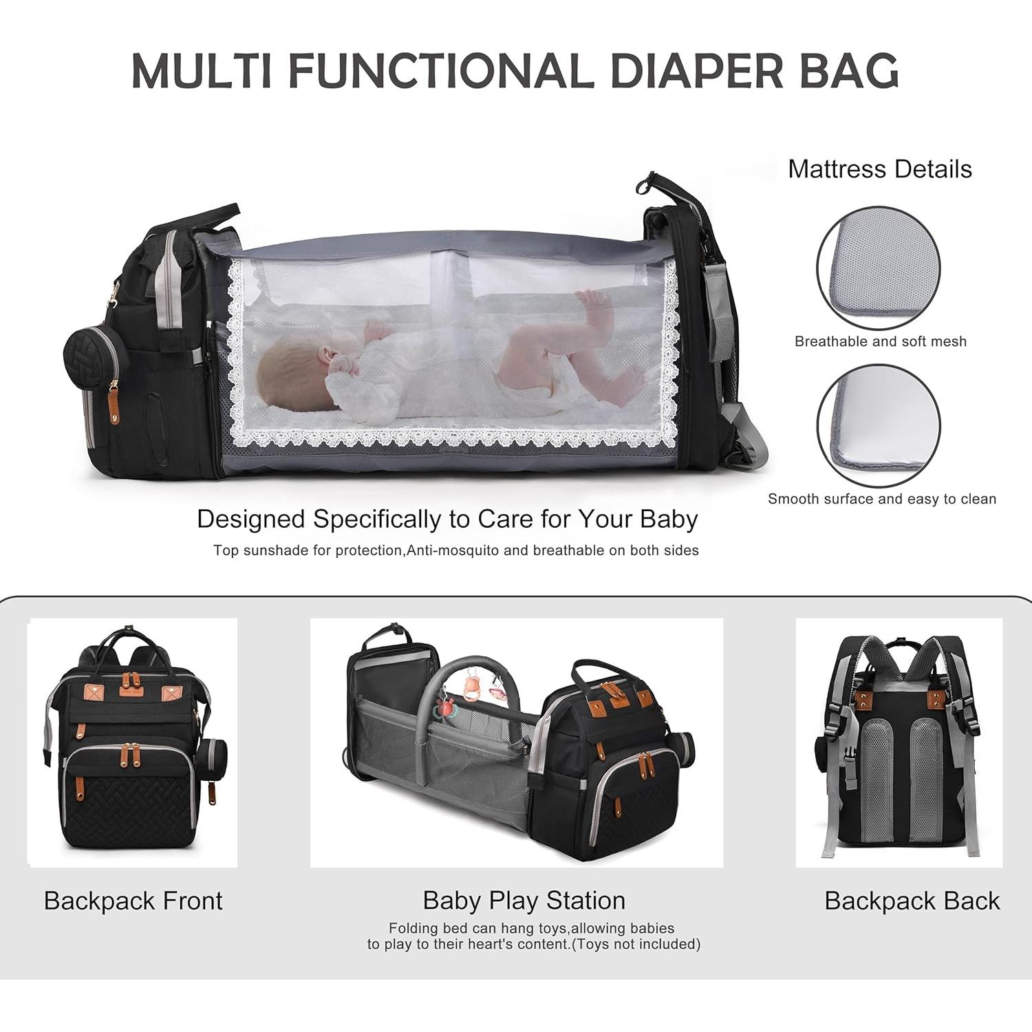Bolsa de Pañales Multifuncional CESAILT Negra 26L Impermeable