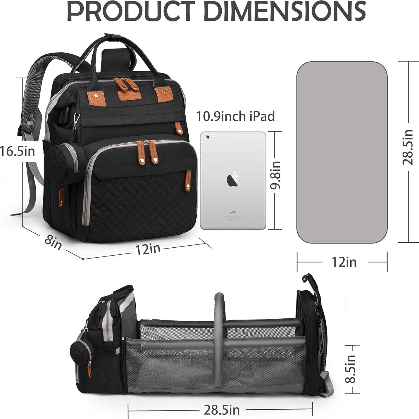 Bolsa de Pañales Multifuncional CESAILT Negra 26L Impermeable