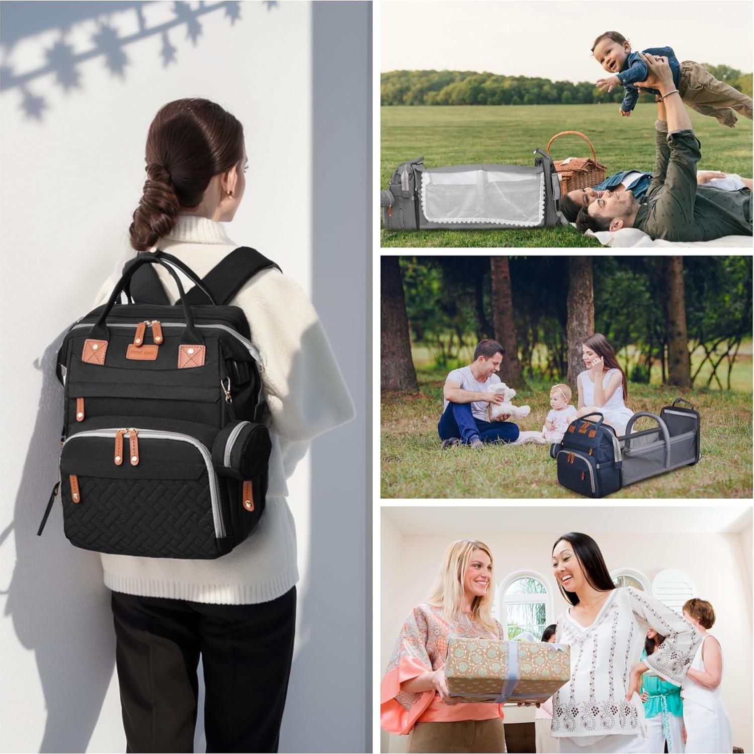 Bolsa de Pañales Multifuncional CESAILT Negra 26L Impermeable